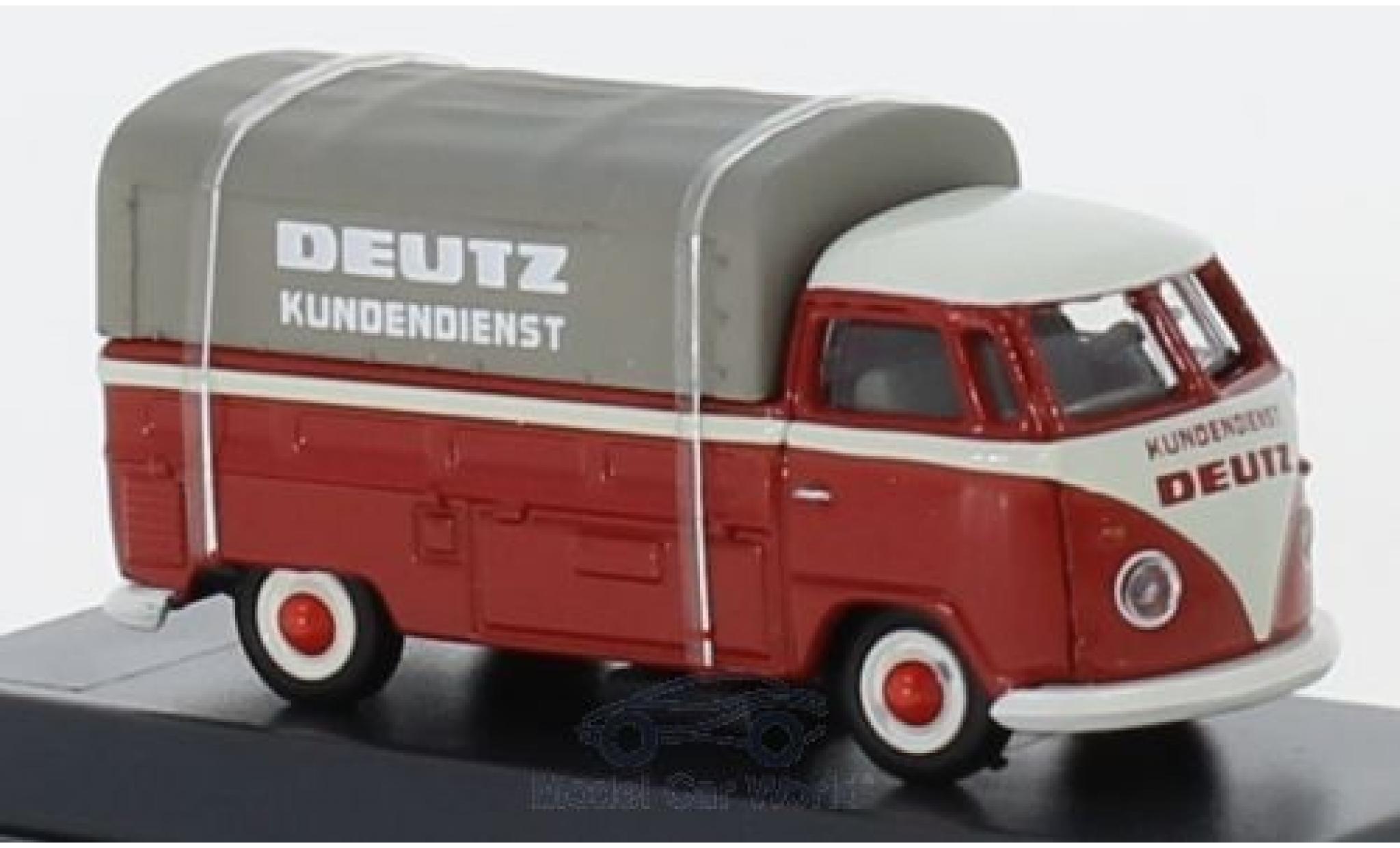 Volkswagen T1 1/87 Schuco b Pritsche Deutz Kundendienst mit Plane modellino in miniatura