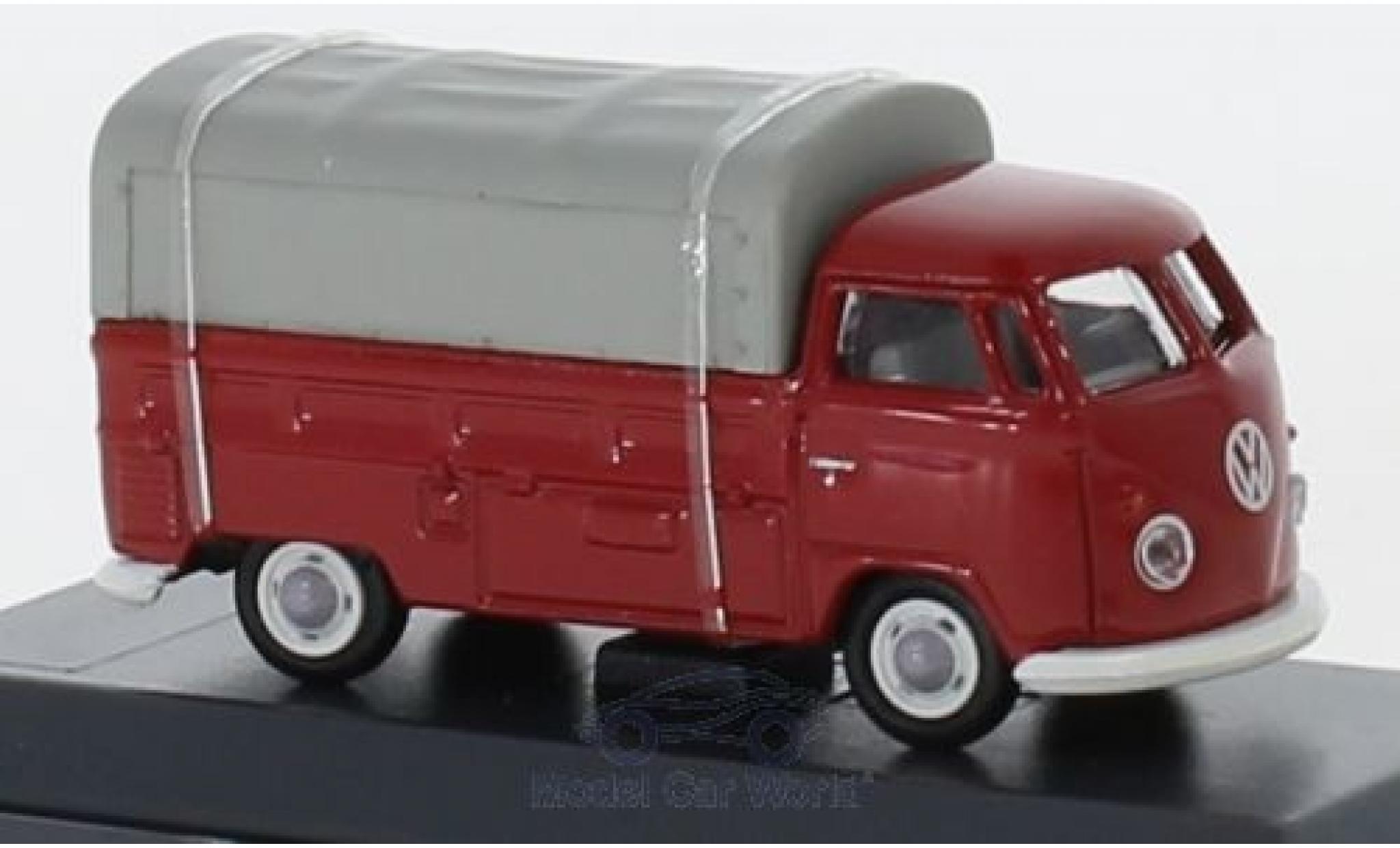 Volkswagen T1 1/87 Schuco b Pritsche rosso/grigio mit Plane modellino in miniatura