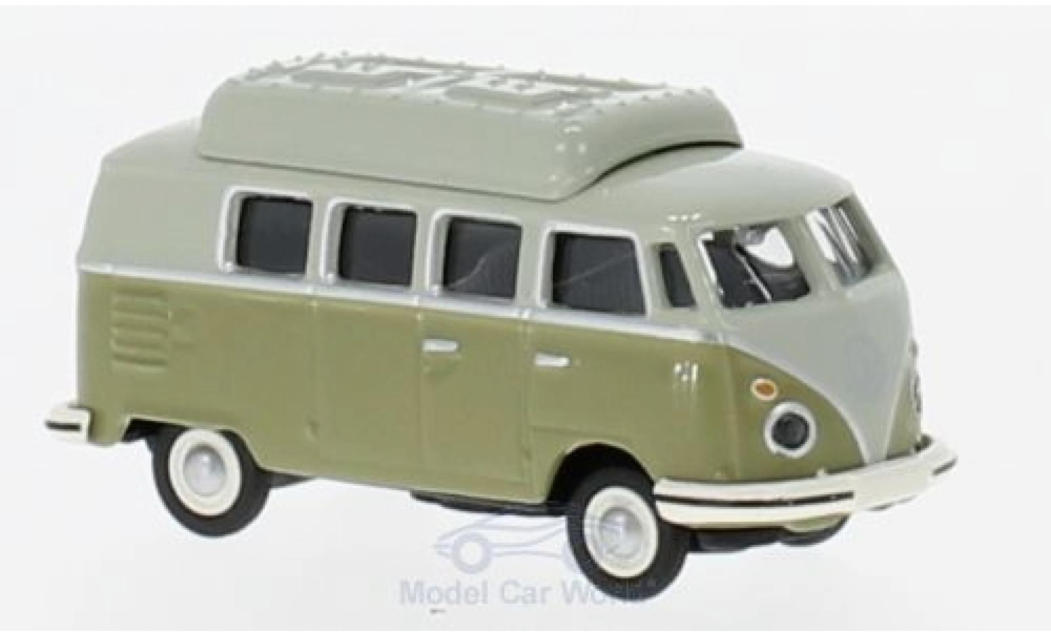 Volkswagen T1 A 1/87 Schuco c Camper verde/grigio modellino in miniatura