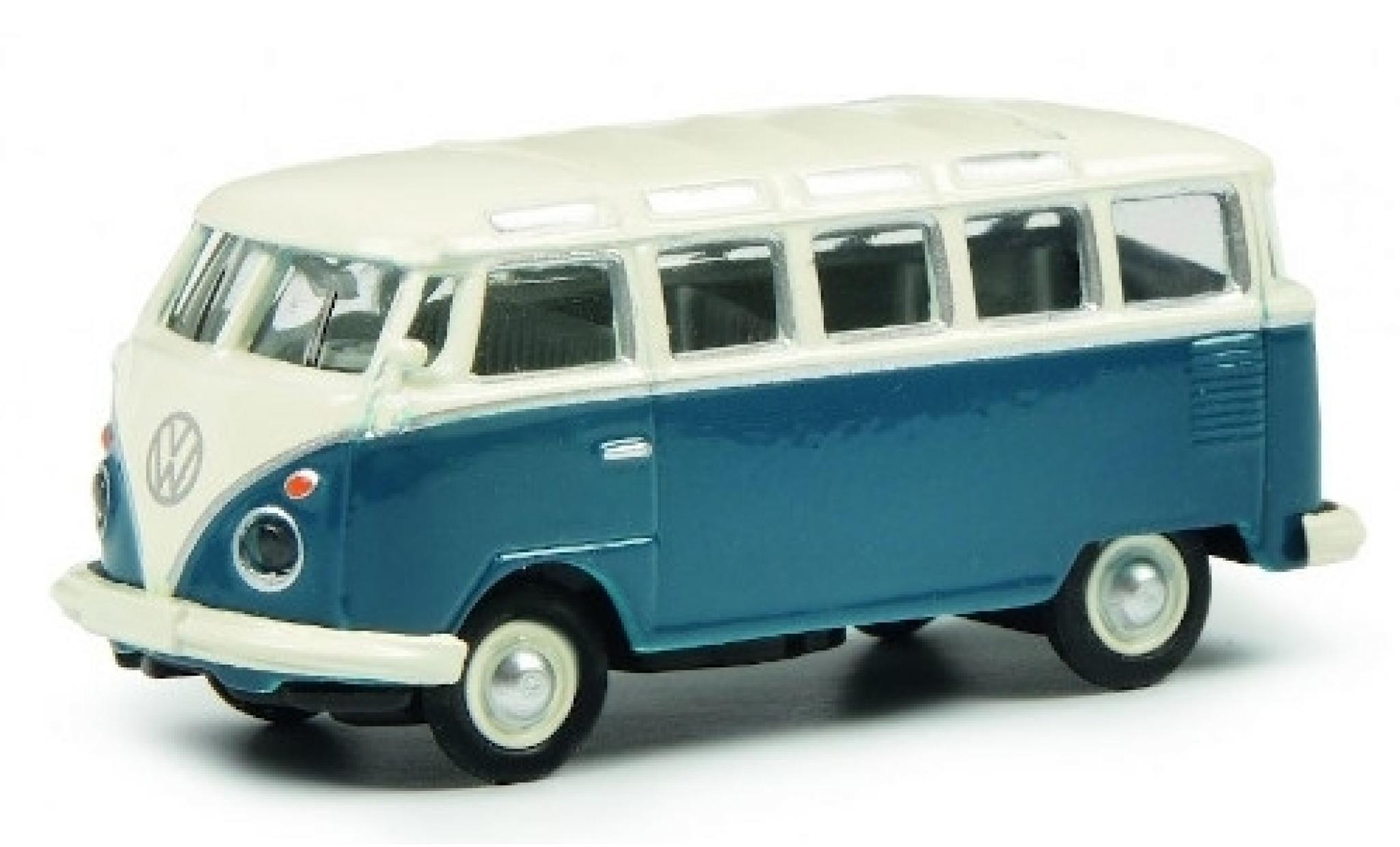 Volkswagen T1 1/87 Schuco c Samba blu/bianco modellino in miniatura