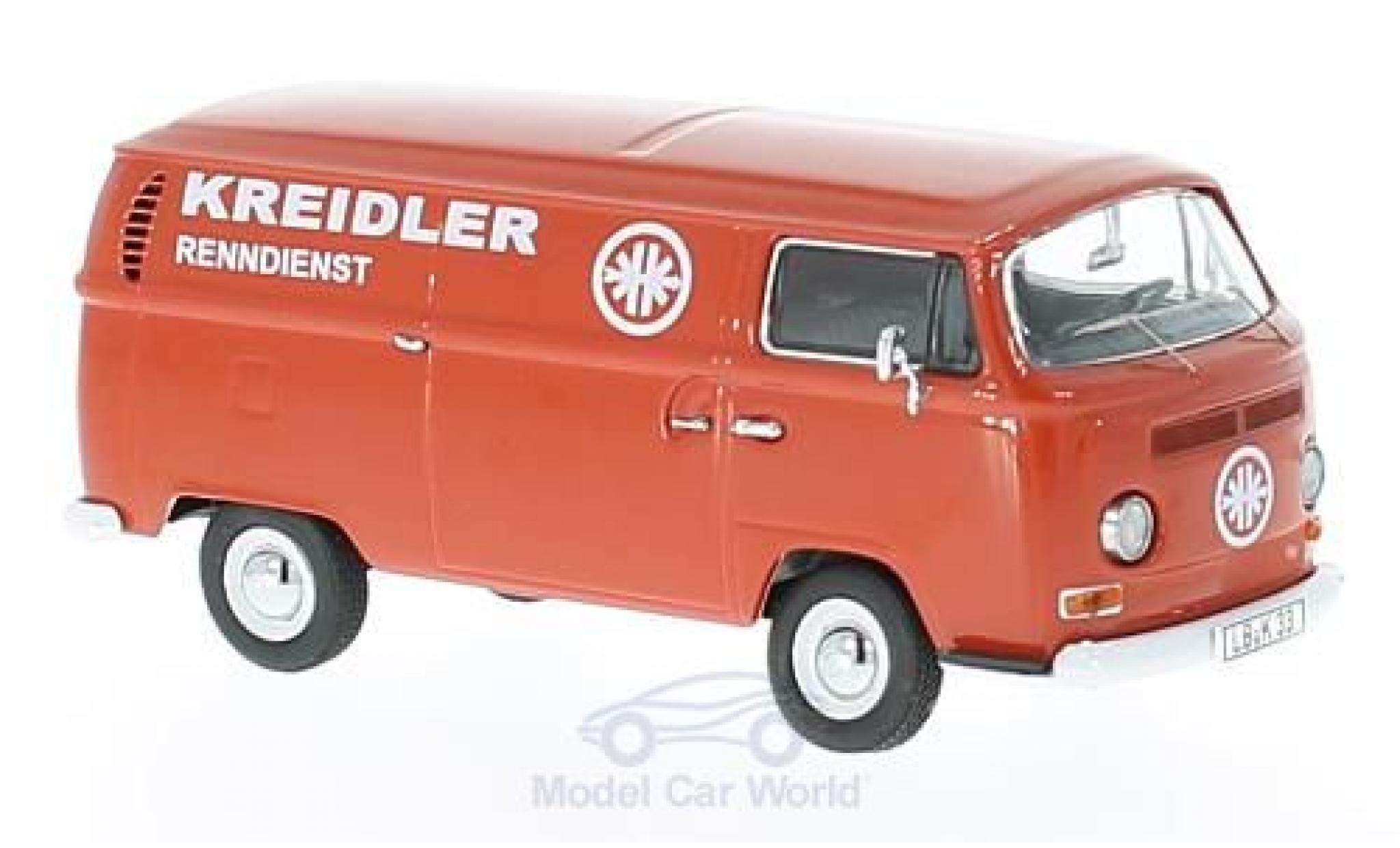 Volkswagen T2 A 1/43 Schuco a Kreidler Renndienst Kastenwagen mit Anhänger und Kreidler Florett modellino in miniatura