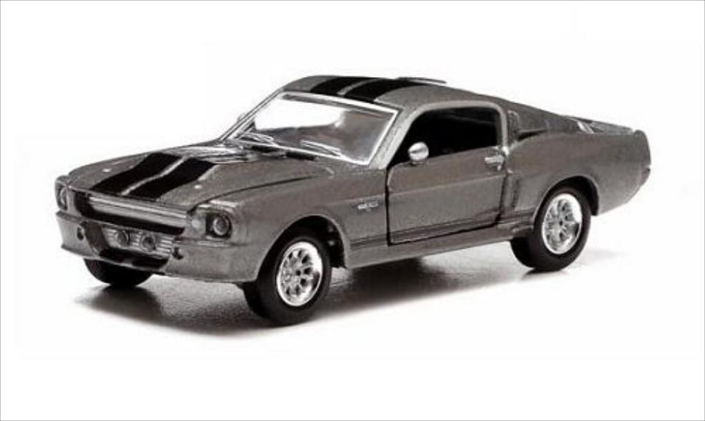 Shelby GT 500 1/64 Greenlight metallico grigio/nero 1967 modellino in miniatura