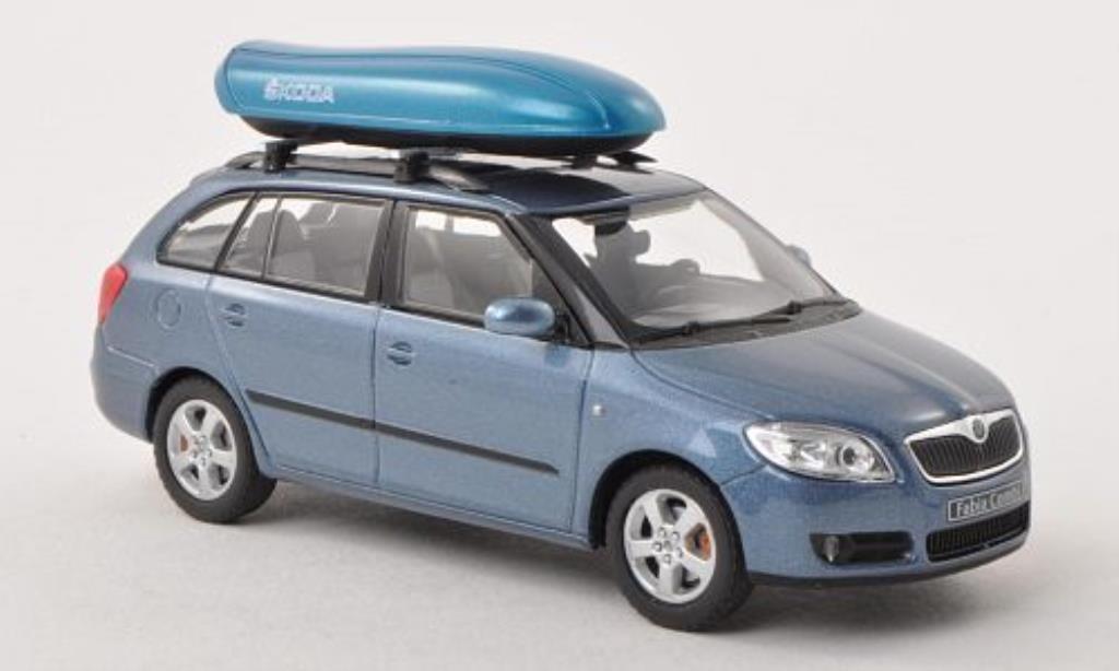 Skoda Fabia II 1/43 Abrex II Combi blu-grigio mit Dachgepacktrager modellino in miniatura