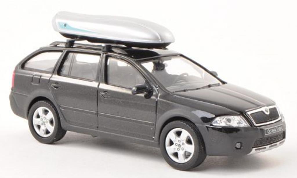 Skoda Octavia Combi 1/43 Abrex Combi Scout nero mit Dachbox modellino in miniatura