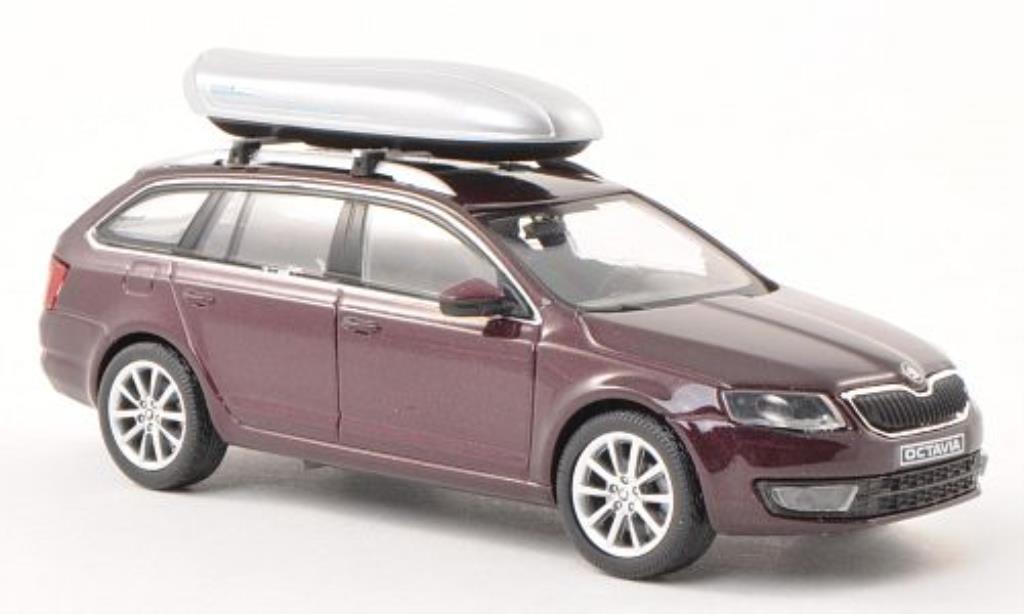 Skoda Octavia 1/43 Abrex III Combi rosso mit Dachbox modellino in miniatura