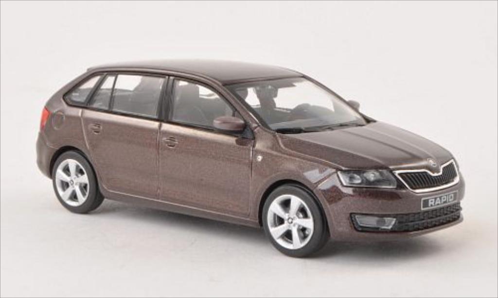Skoda Rapid 1/43 Abrex Spaceback metallico marroneee 2013 modellino in miniatura