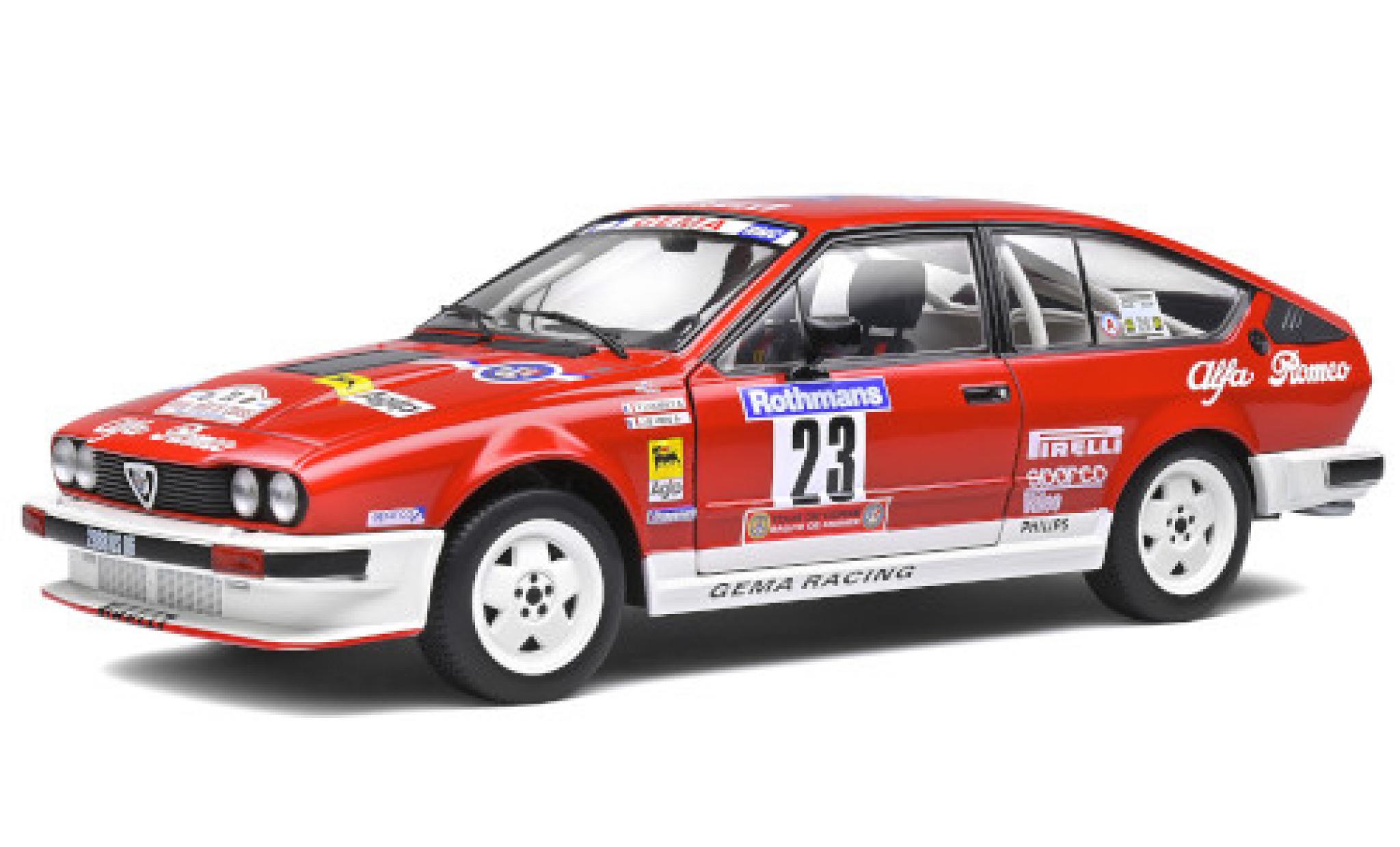 Alfa Romeo GT 1/18 Solido V6 No.23 GEMA Racing Rallye WM Tour de Corse 1985 y compris les Decals Y.Loubet/J.B.Vieu modellino in miniatura