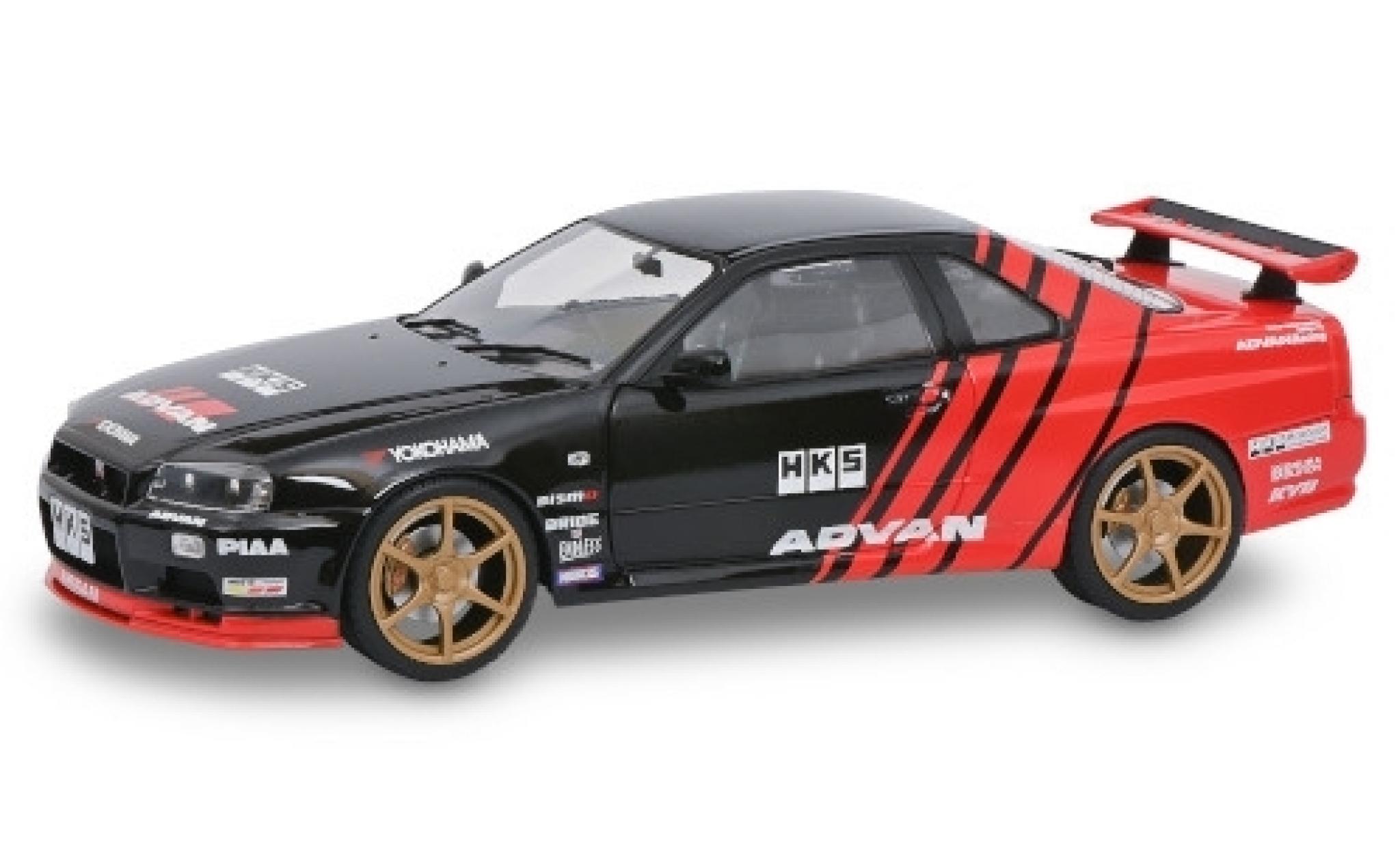 Nissan Skyline 1/18 Solido GT-R (R34) nero/rosso RHD Advan 1999 modellino in miniatura