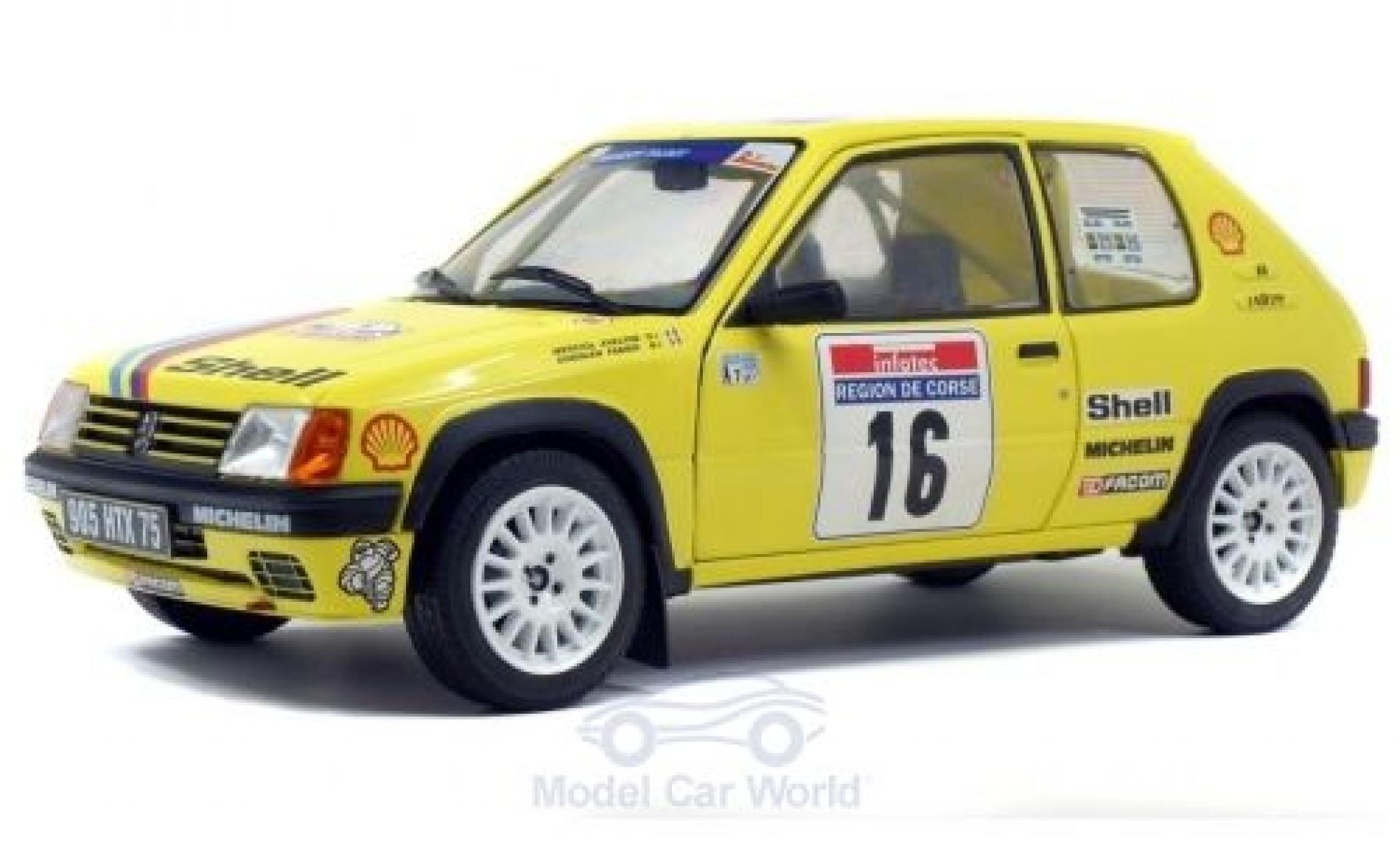 Peugeot 205 1/18 Solido Rallye No.16 Rallye WM Tour de Corse 1990 F.Doenlen/E.Merciol modellino in miniatura