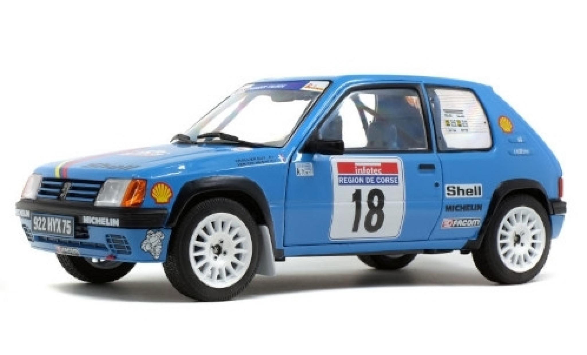 Peugeot 205 1/18 Solido Rallye No.18 Talbot Sport S Tour de Corse 1990 G.Chollier/H.Vericel modellino in miniatura