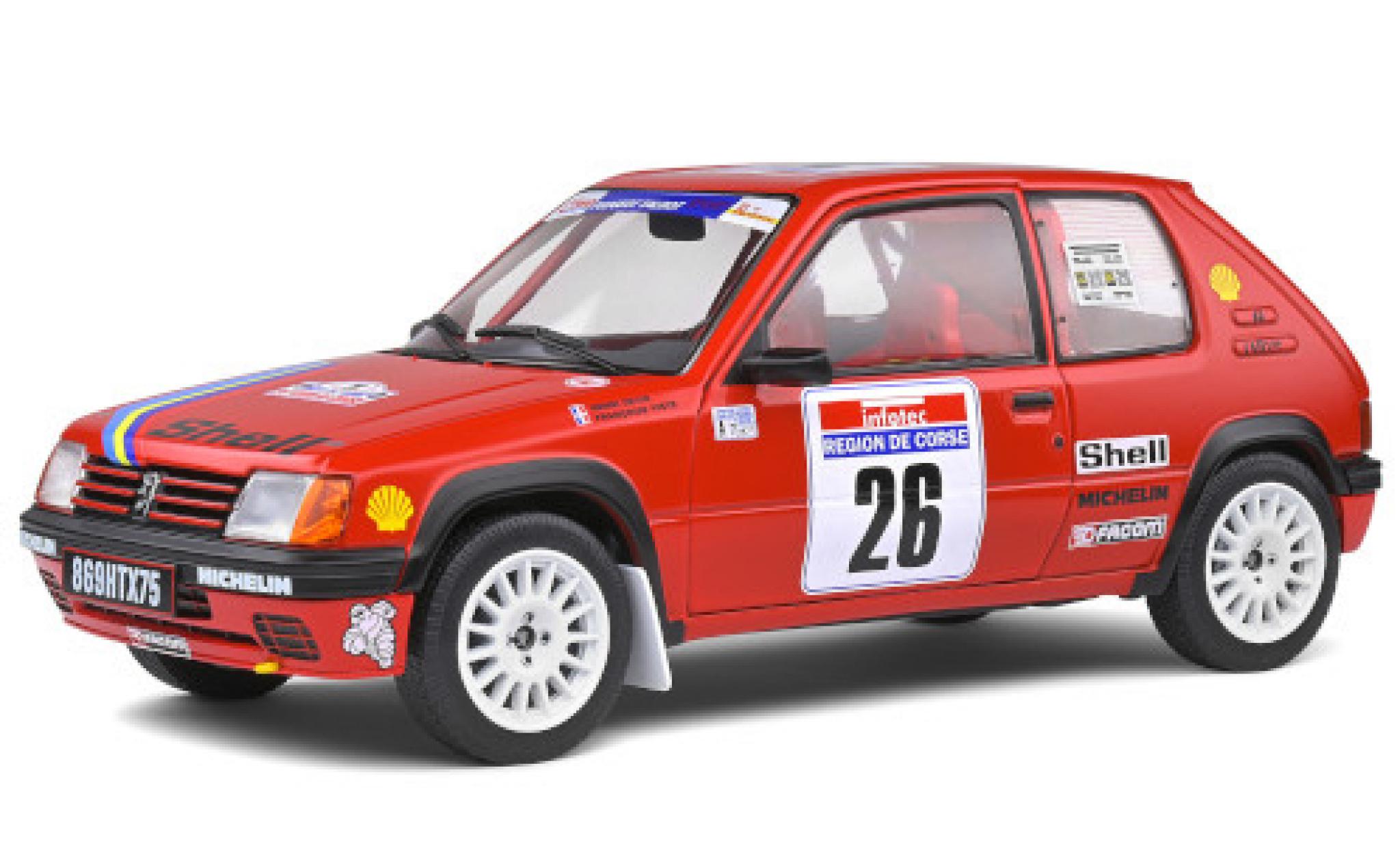 Peugeot 205 1/18 Solido Rallye PTS No.26 Talbot Sport Rallye WM Rallye Tour de Corse 1990 H.Devin/F.Viste modellino in miniatura