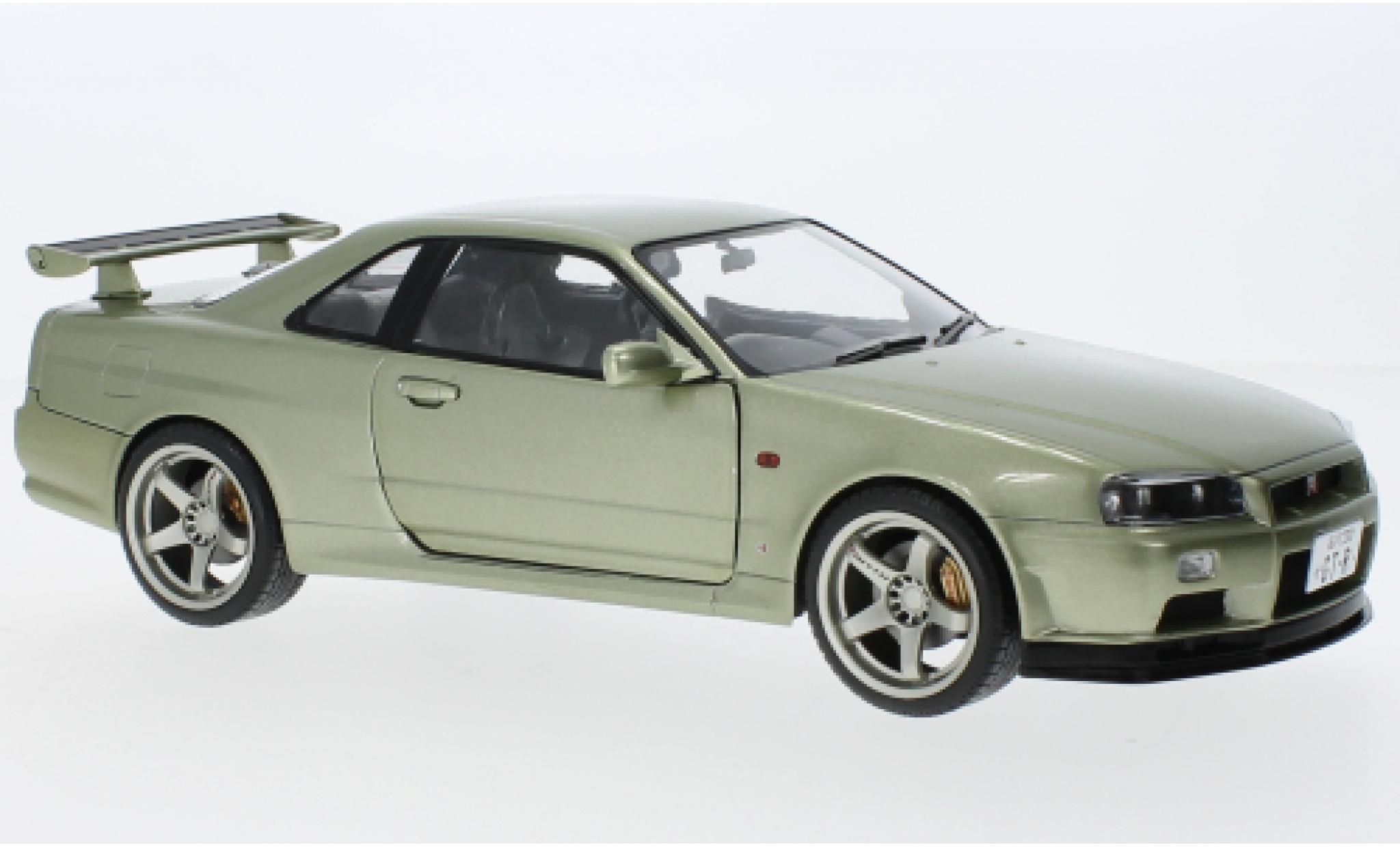 Nissan Skyline 1/18 Solido GT-R (R34) metallise la chaux RHD 1999 modellino in miniatura