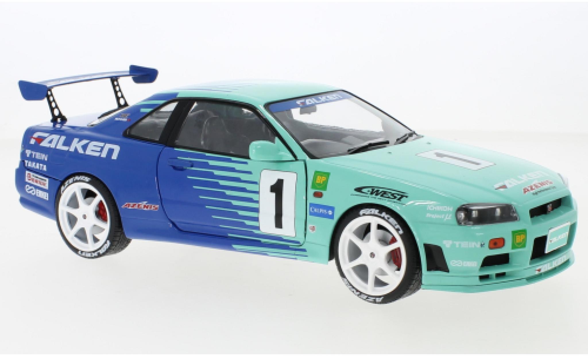 Nissan Skyline 1/18 Solido GT-R (R34) RHD No.1 Falken JGTC 1967 modellino in miniatura