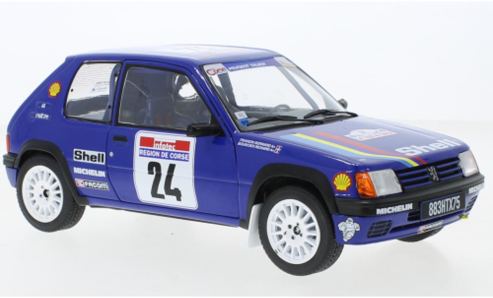 Peugeot 205 1/18 Solido Rallye Gr.A No.24 Rallye WM Tour de Corse 1990 modellino in miniatura