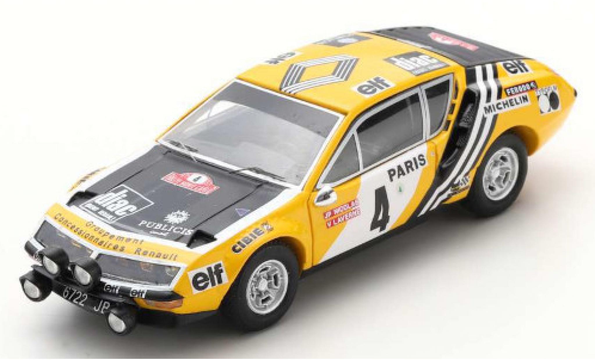 Alpine A310 1/43 Spark No.4 Rallye WM Rally Monte Carlo 1976 J-P.Nicolas/V.Laverne modellino in miniatura