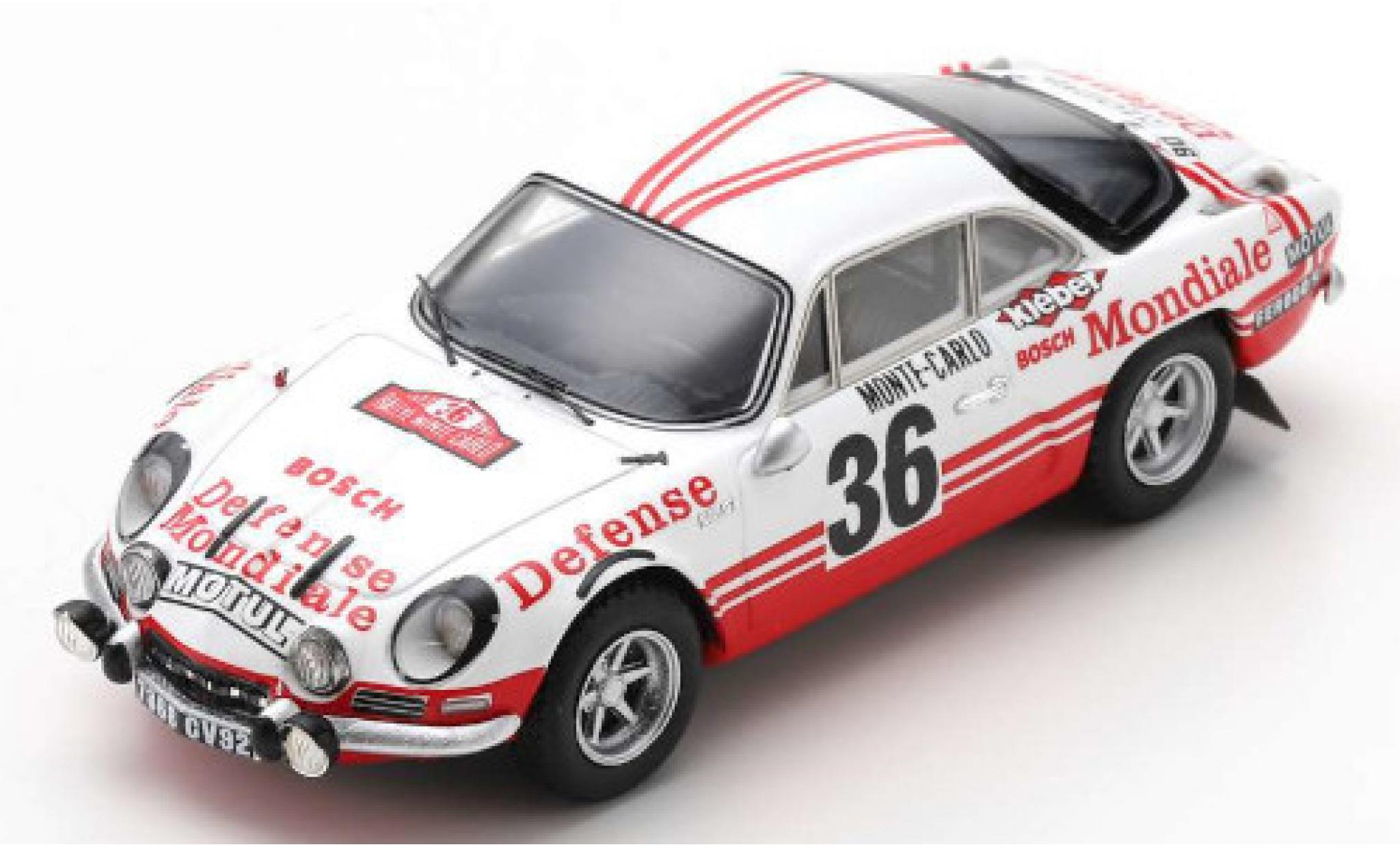Alpine A110 1/43 Spark Renault 1600 S No.36 Defense Mondiale Rally Monte Carlo 1973 B.Wollek/P.Thimonier modellino in miniatura