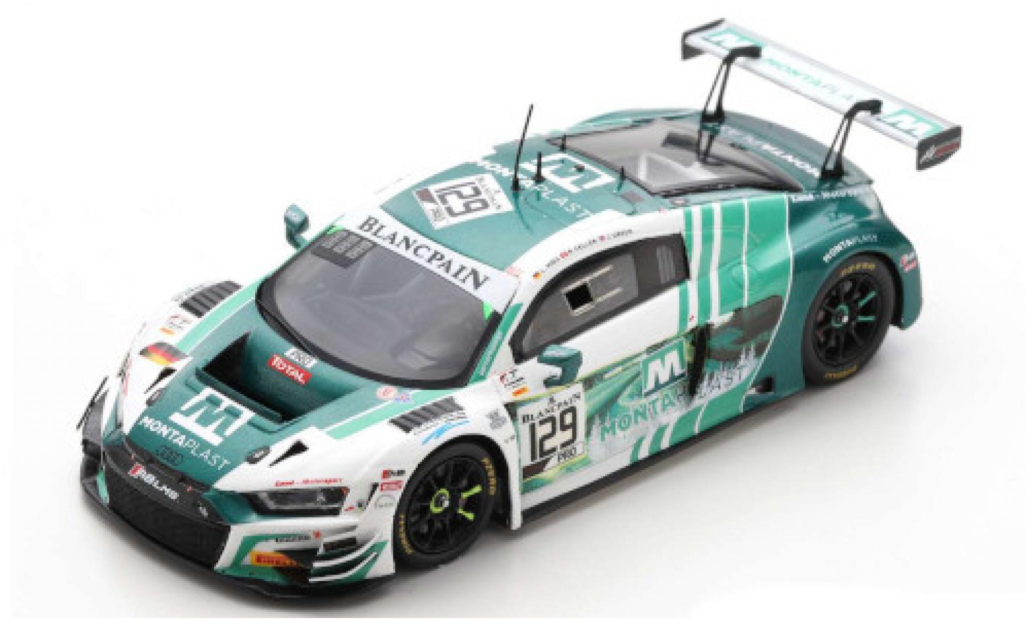 Audi R8 1/43 Spark LMS GT3 No.129 Montaplast by Land-Motorsport 24h Spa 2019 C.Mies/R.Feller/J.Green modellino in miniatura