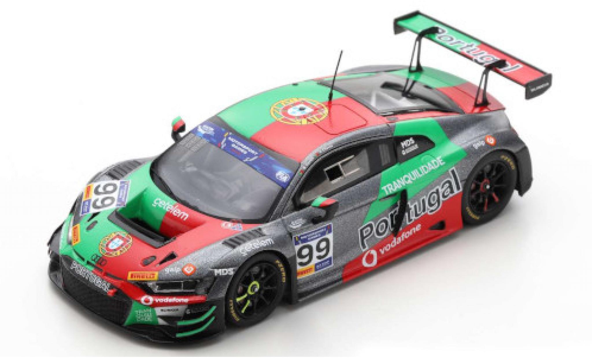 Audi R8 1/43 Spark LMS GT3 No.99 Team Portugal FIA Motorsport Games GT Cup Vallelunga 2019 M.Ramos/H.Chaves modellino in miniatura