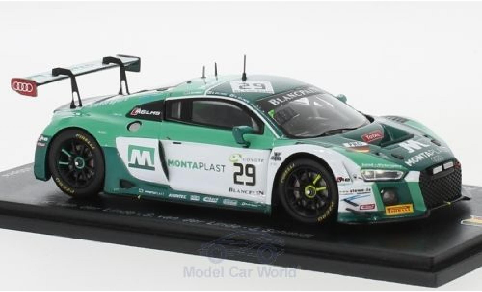 Audi R8 1/43 Spark LMS No.29 Montaplast by Land-Motorsport 24h Spa 2018 K.van der Linde/S.van der Linde/J.Schmidt modellino in miniatura