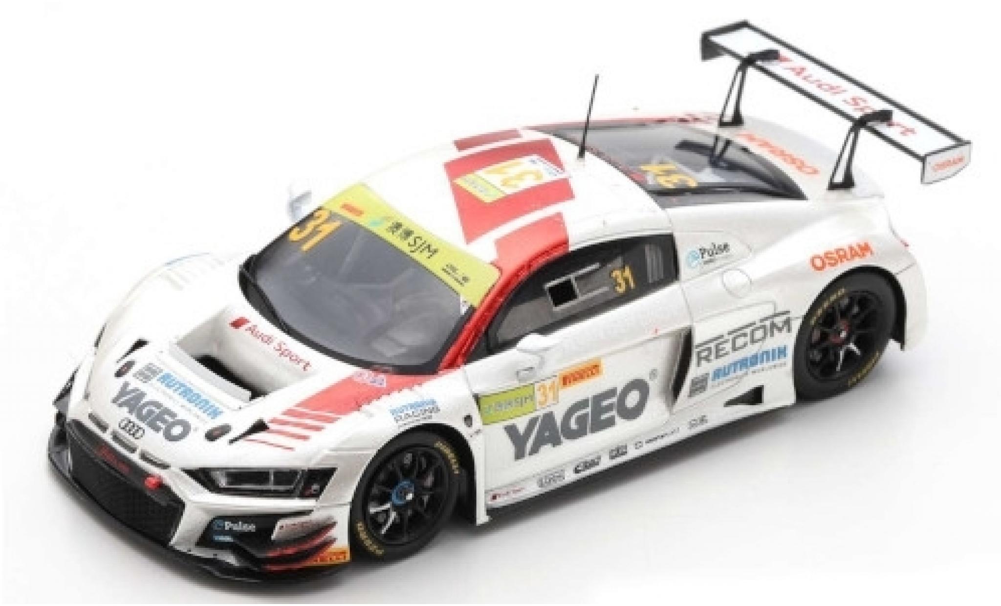 Audi R8 1/43 Spark LMS No.31 Sport Team Rutronik Yageo Fia GT World Cup Macau 2019 K.van le Linde modellino in miniatura