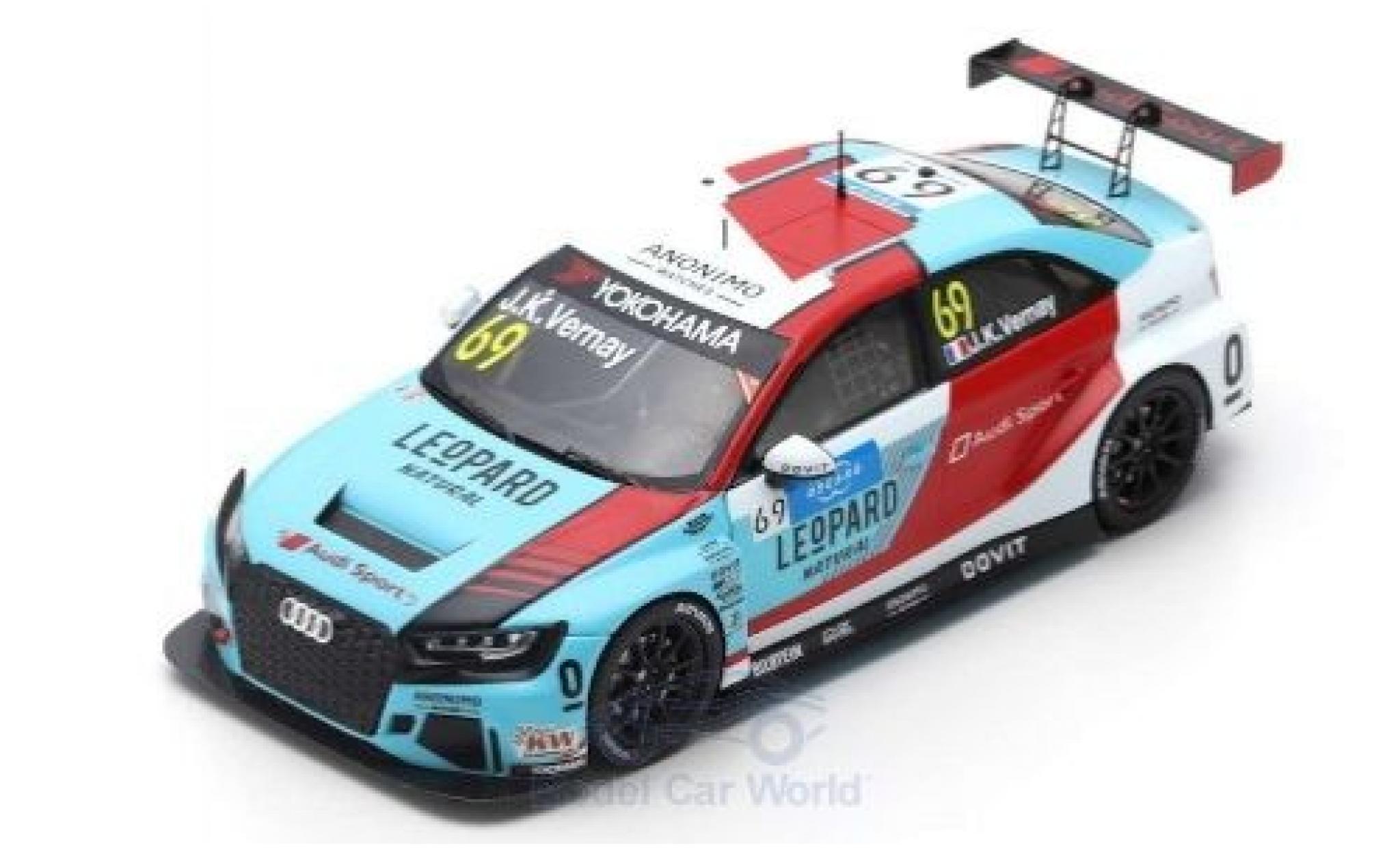 Audi RS3 1/43 Spark LMS No.52 Leopard Racing Team Sport WTCR Marrakesh 2019 G.Shedden modellino in miniatura
