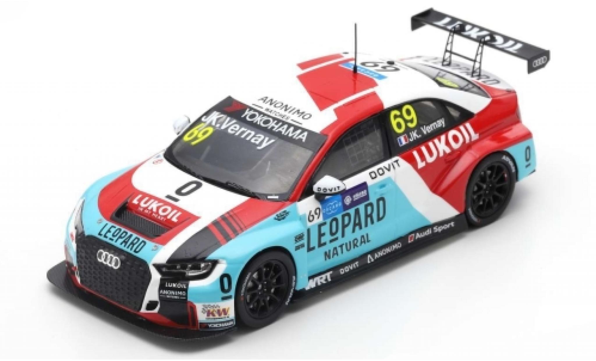 Audi RS3 1/43 Spark LMS No.69 Lukoil WTCR Macau Guia Race 2018 J-K.Vernay modellino in miniatura