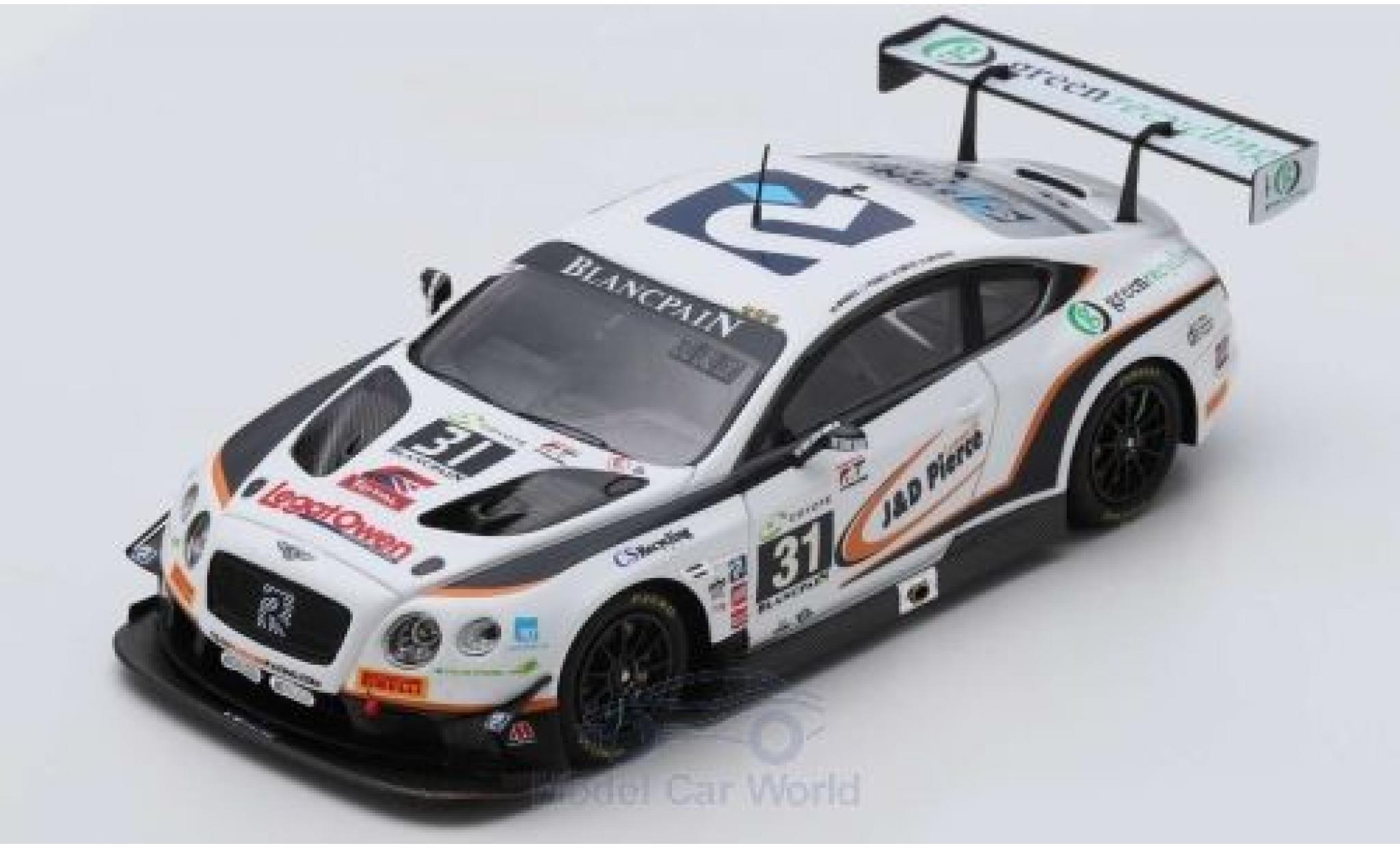 Bentley Continental 1/43 Spark GT3 RHD No.31 Team Parker Racing 24h Spa 2018 R.Smith/D.Pierce/A.Meyrick/S.Morris modellino in miniatura