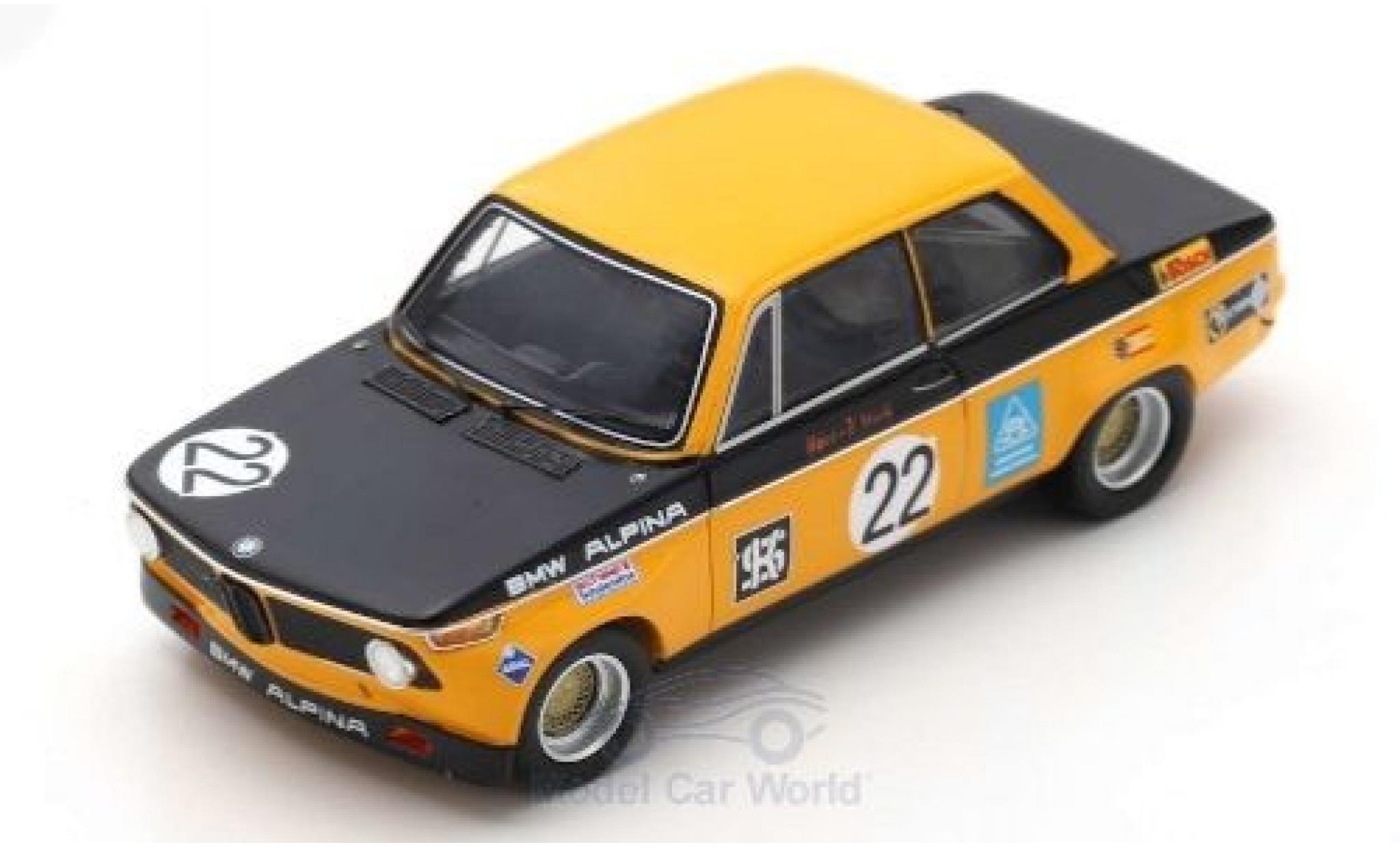 Bmw Alpina 1/43 Spark 2002 No.22 Tourenwagen EM GP Brno 1971 H-J.Stuck modellino in miniatura
