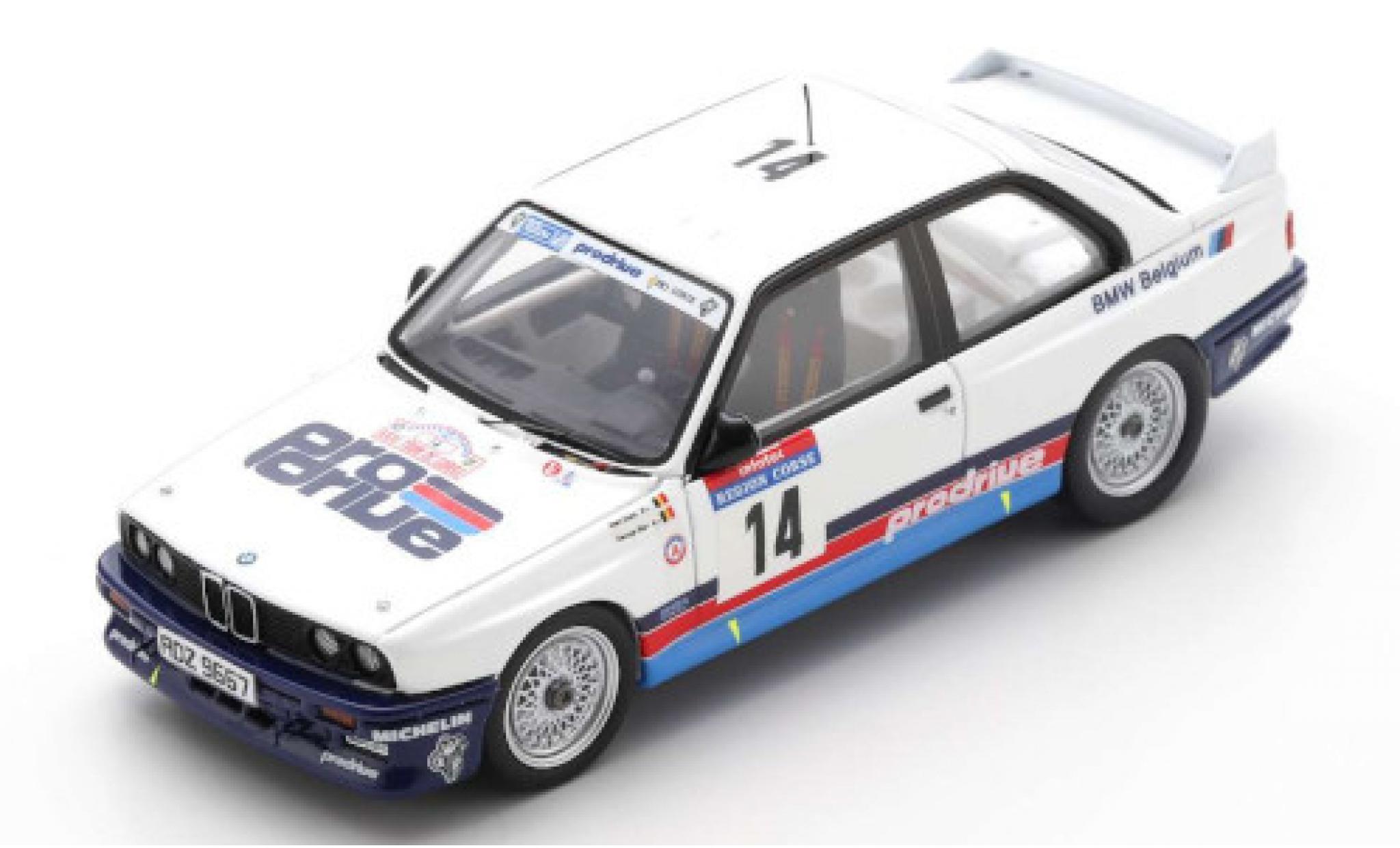 Bmw M3 1/43 Spark (E30) No.14 Belgium ProDrive Rallye WM Tour de Corse 1987 M.Duez/G.Biar modellino in miniatura