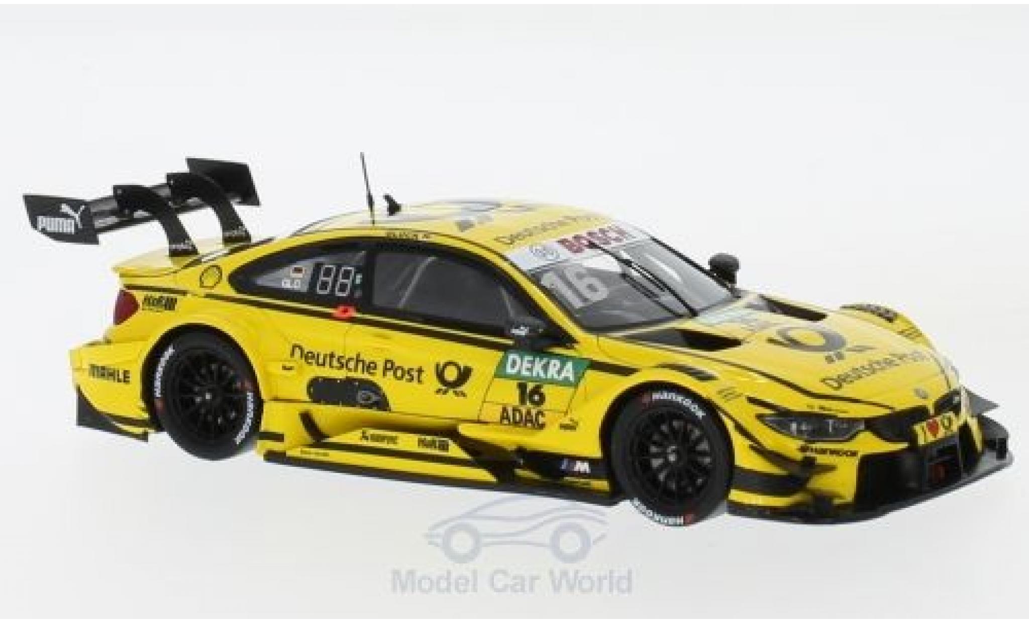 Bmw M4 1/43 Spark DTM No.16 Team RMR Deutsche Post DTM Hockenheim 2017 T.Glock modellino in miniatura