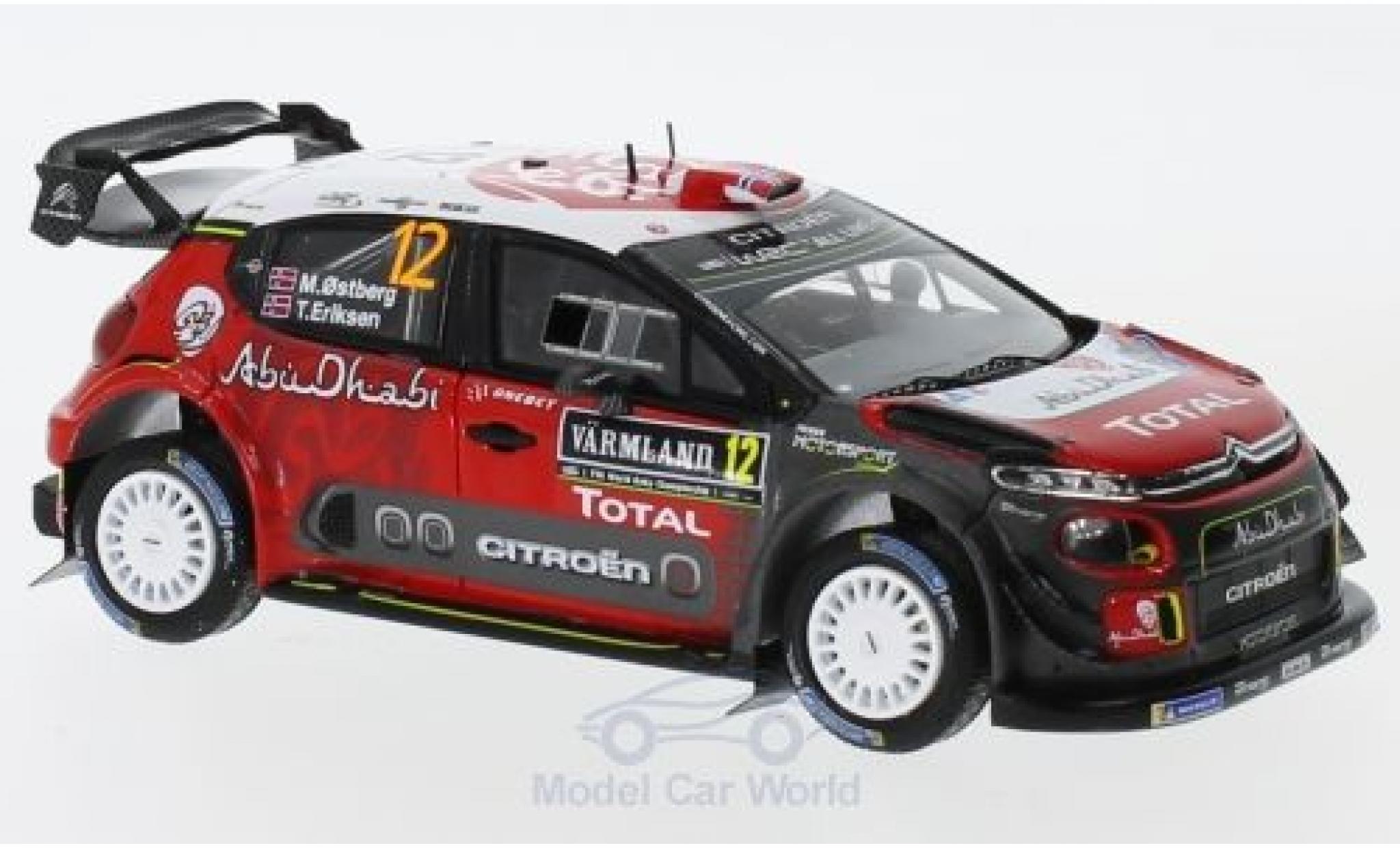 Citroen C3 1/43 Spark WRC No.12 Total Abu Dhabi World Rally Team Rallye WM Rallye Schweden 2018 M.Ostberg/T.Eriksen modellino in miniatura