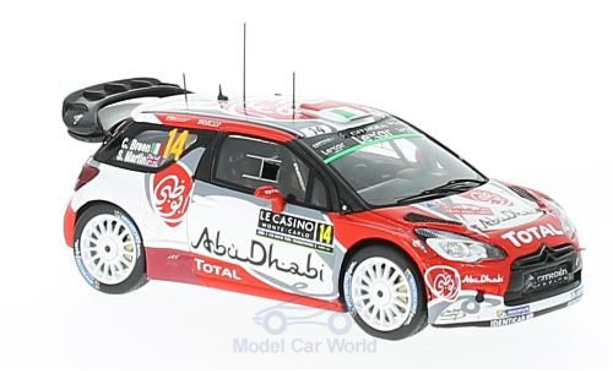DS Automobiles DS3 1/43 Spark Citroen WRC No.14 Citroen Total Abu Dhabi WRT WRC Rallye Monte Carlo 2017 C.Breen/S.Martin modellino in miniatura
