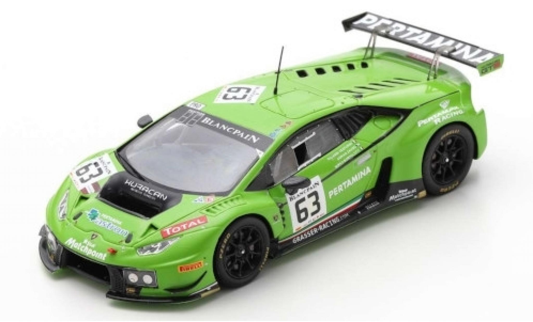 Lamborghini Huracan 1/43 Spark GT3 No.63 Grasser Racing Team Pertamina 24h Le Mans 2015 G.Venturini/A.Zaugg/M.Bortolotti modellino in miniatura