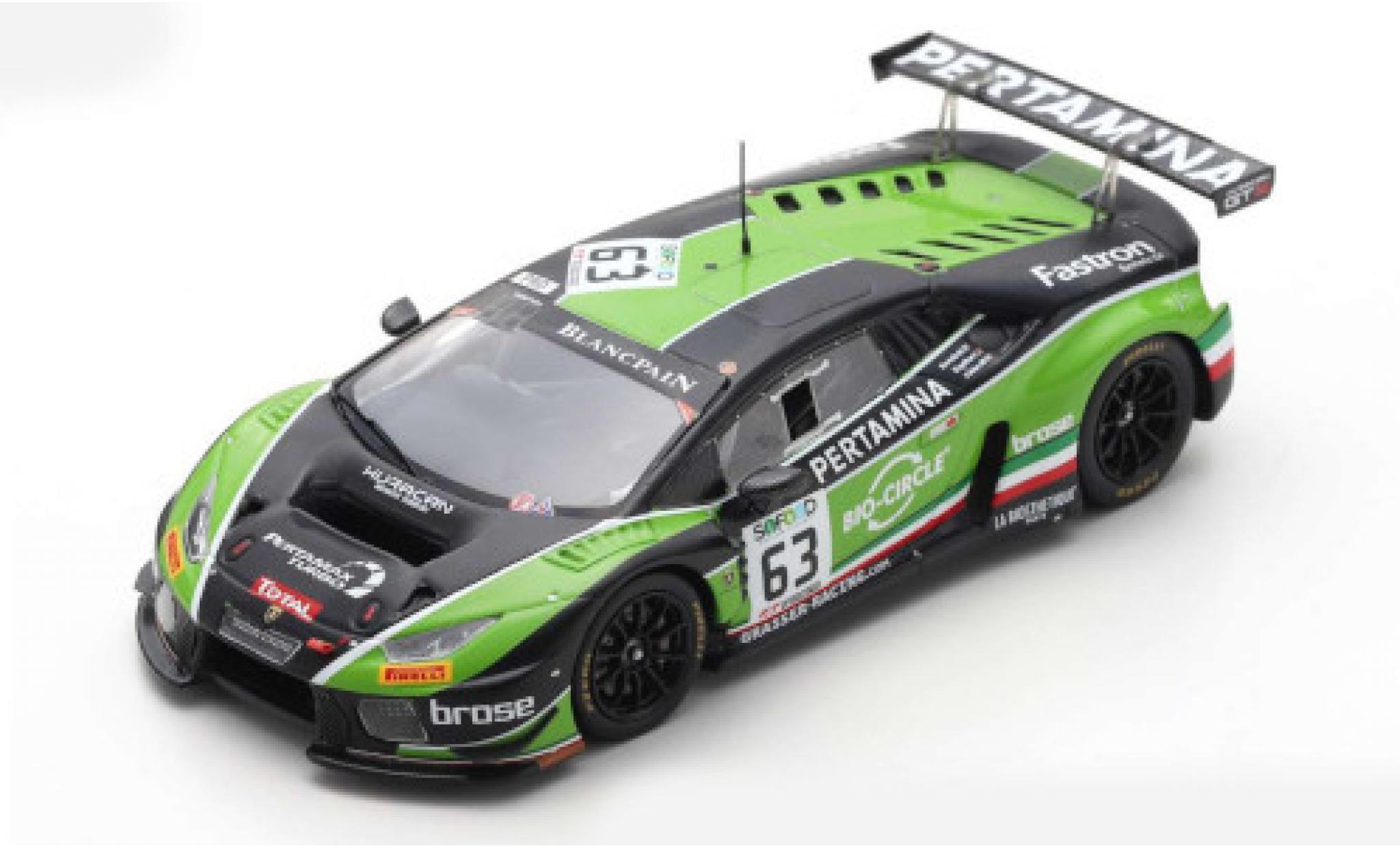 Lamborghini Huracan 1/43 Spark GT3 No.63 GRT Grasser Racing Team 24h Spa 2017 M.Bortolotti/C.Engelhart/A.Caldarelli modellino in miniatura
