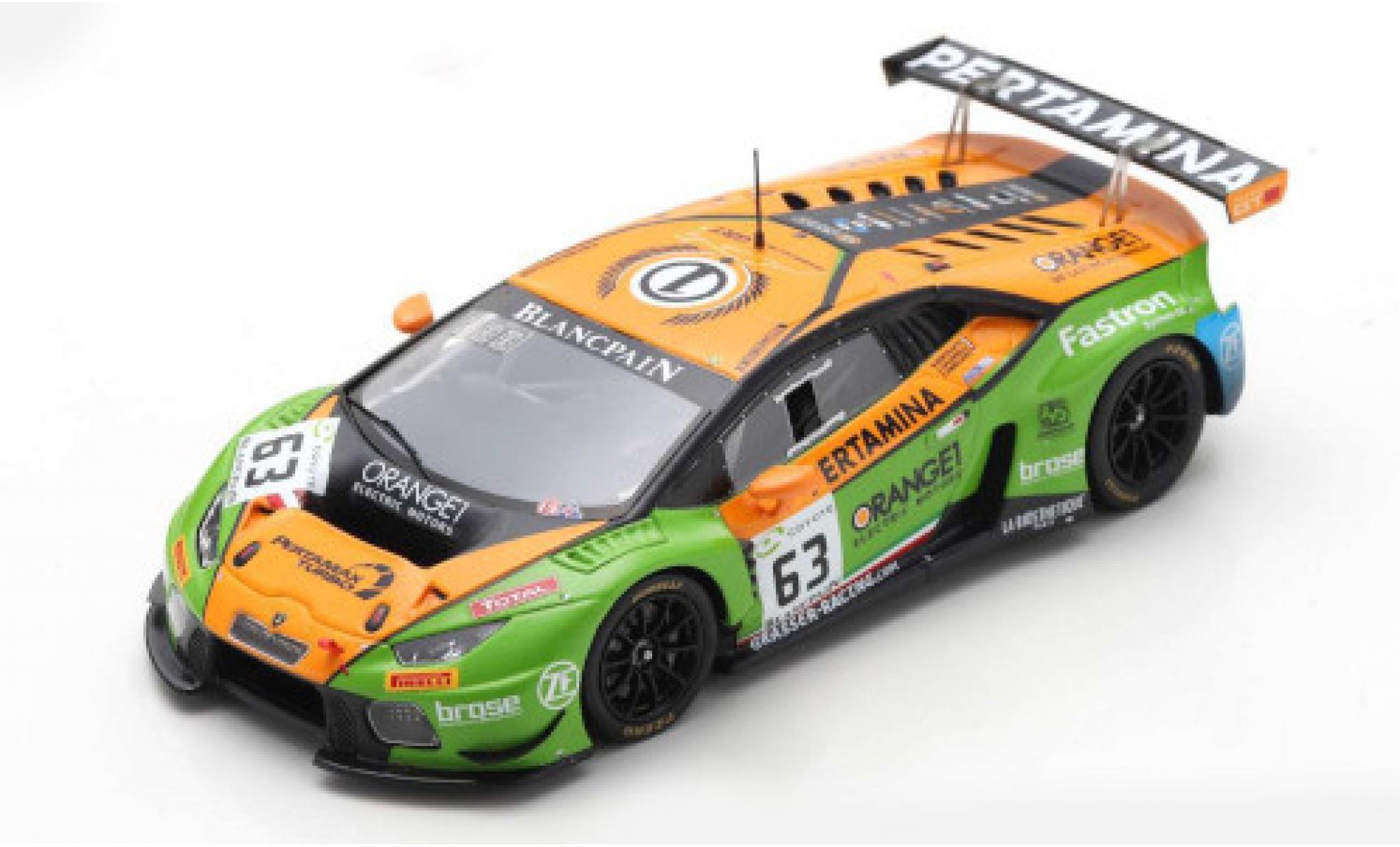 Lamborghini Huracan 1/43 Spark GT3 No.63 GRT Grasser Racing Team 24h Spa 2018 A.Caldarelli/C.Engelhart/M.Bortolotti modellino in miniatura
