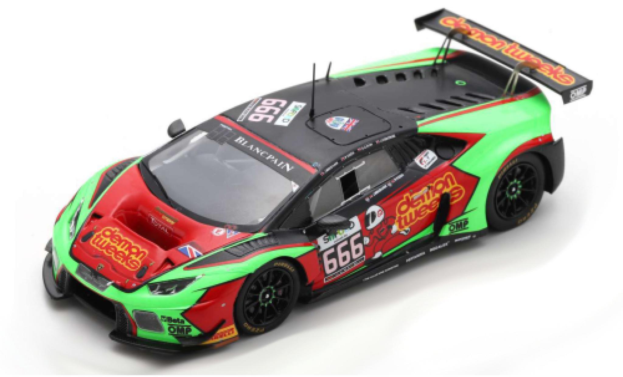 Lamborghini Huracan 1/43 Spark GT3 No.666 Barwell Motorsport Demon Tweeks 24h Spa 2016 J.Minshaw/P.Keen/O.Gavin/J.Osborne modellino in miniatura