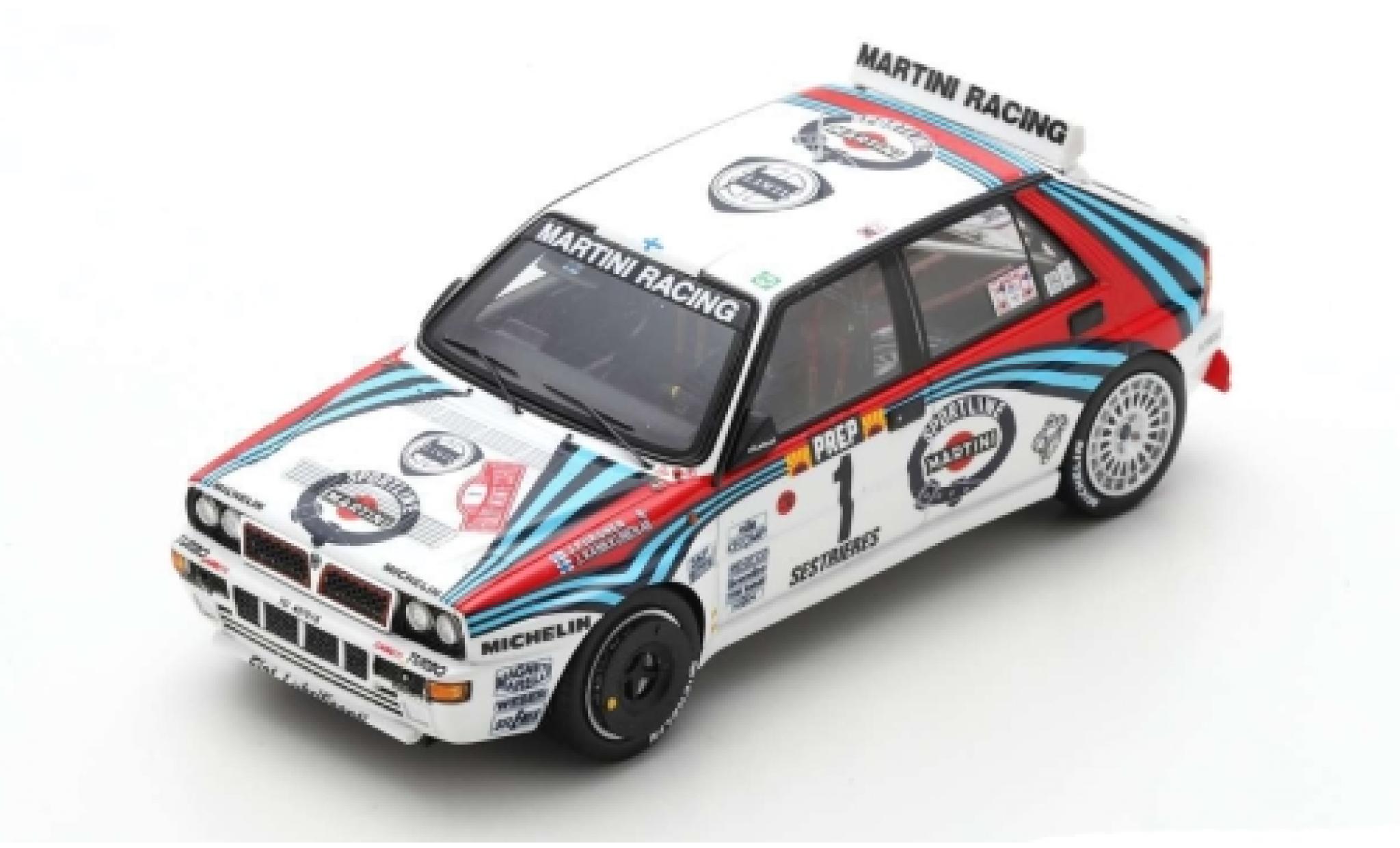 Lancia Delta 1/43 Spark HF Integrale No.1 Martini Racing Martini Racing Rallye-Cross Rally Monte Carlo 1992 J.Kankkunen/J.Piironen modellino in miniatura