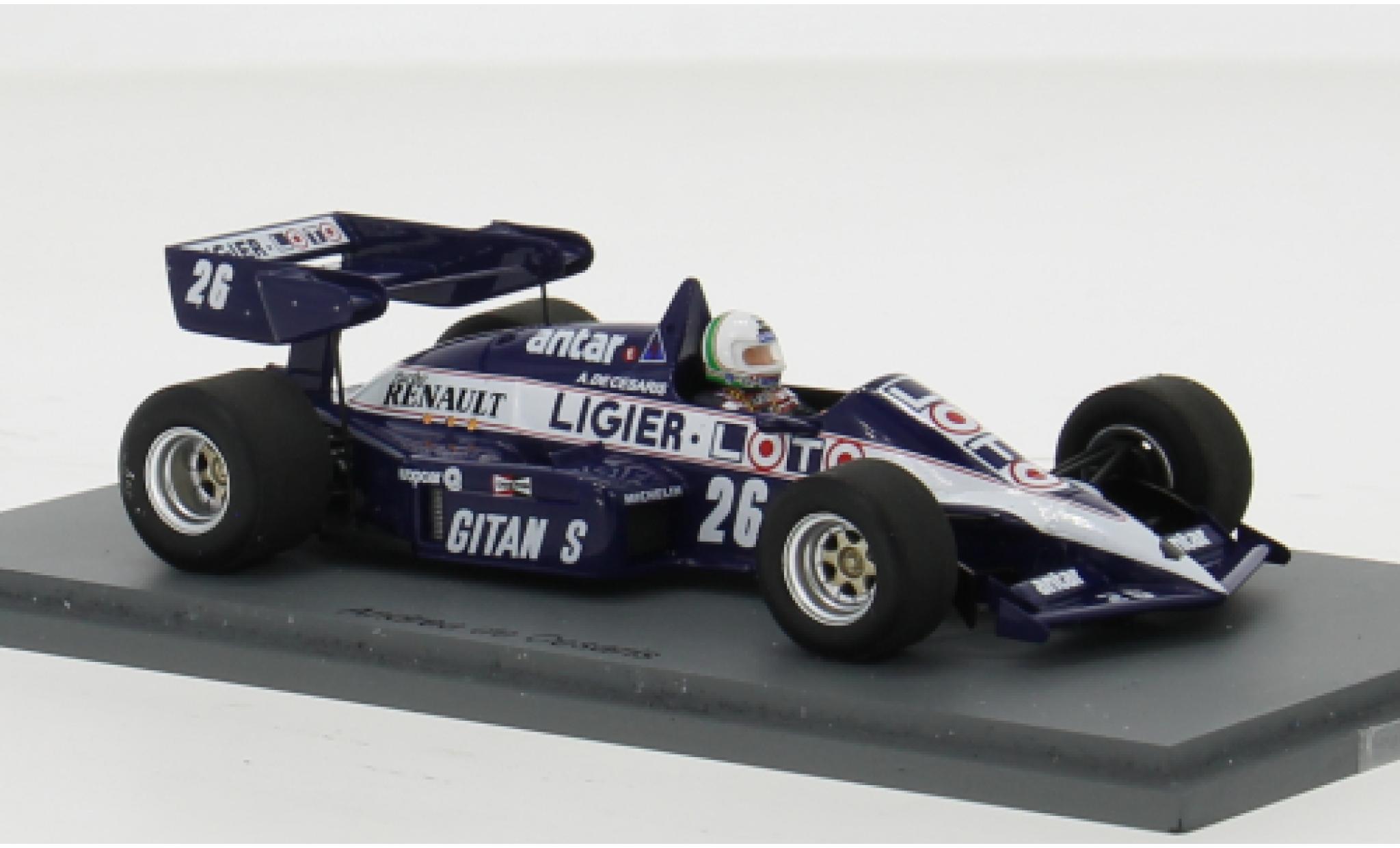 Ligier JS2 1/43 Spark 3 No.26 Formel 1 GP Südafrika 1984 1:43 modellino in miniatura