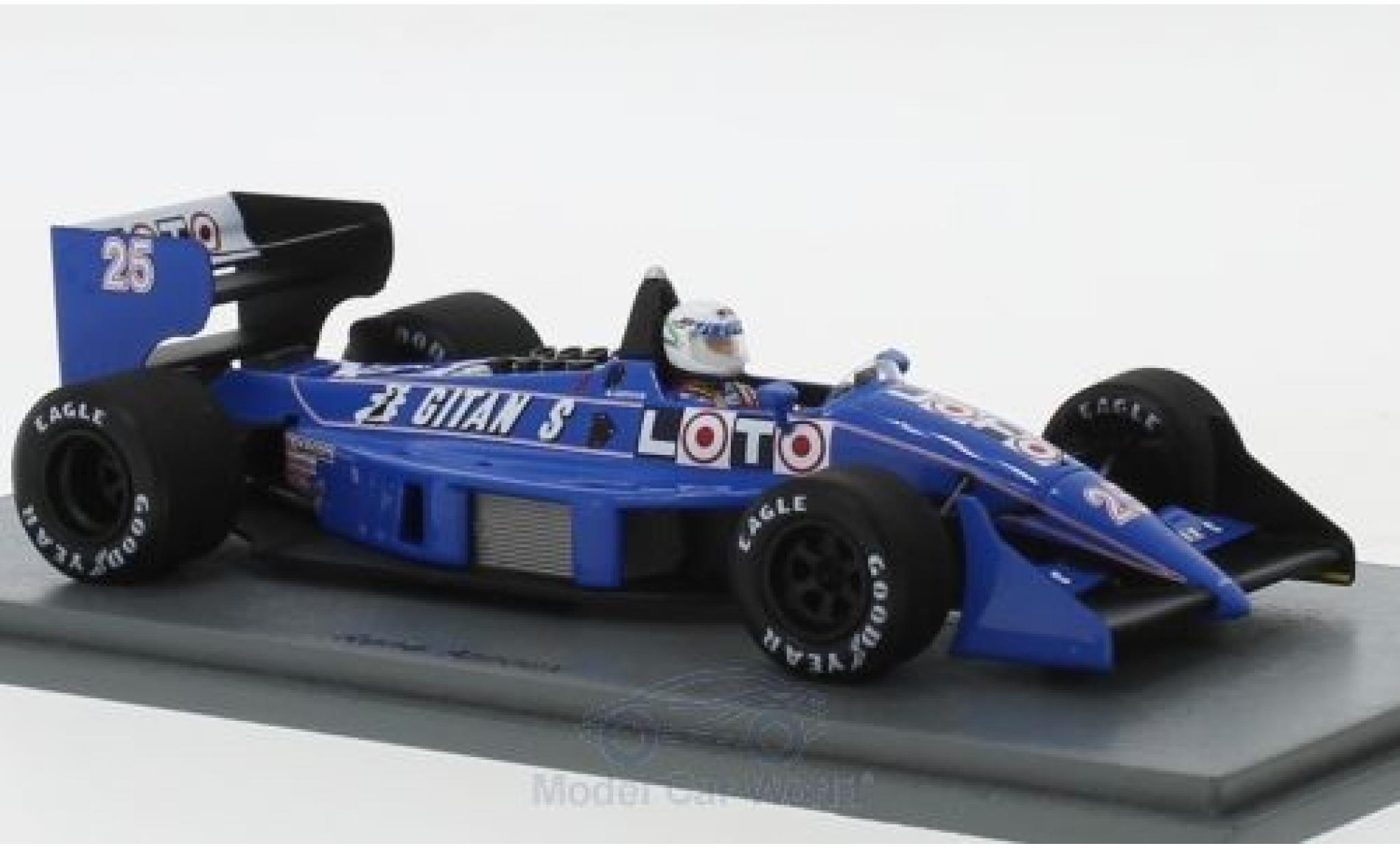 Ligier JS3 1/43 Spark 1 No.25 Gitanes Formel 1 GP Monaco 1988 mit Decals R.Arnoux modellino in miniatura