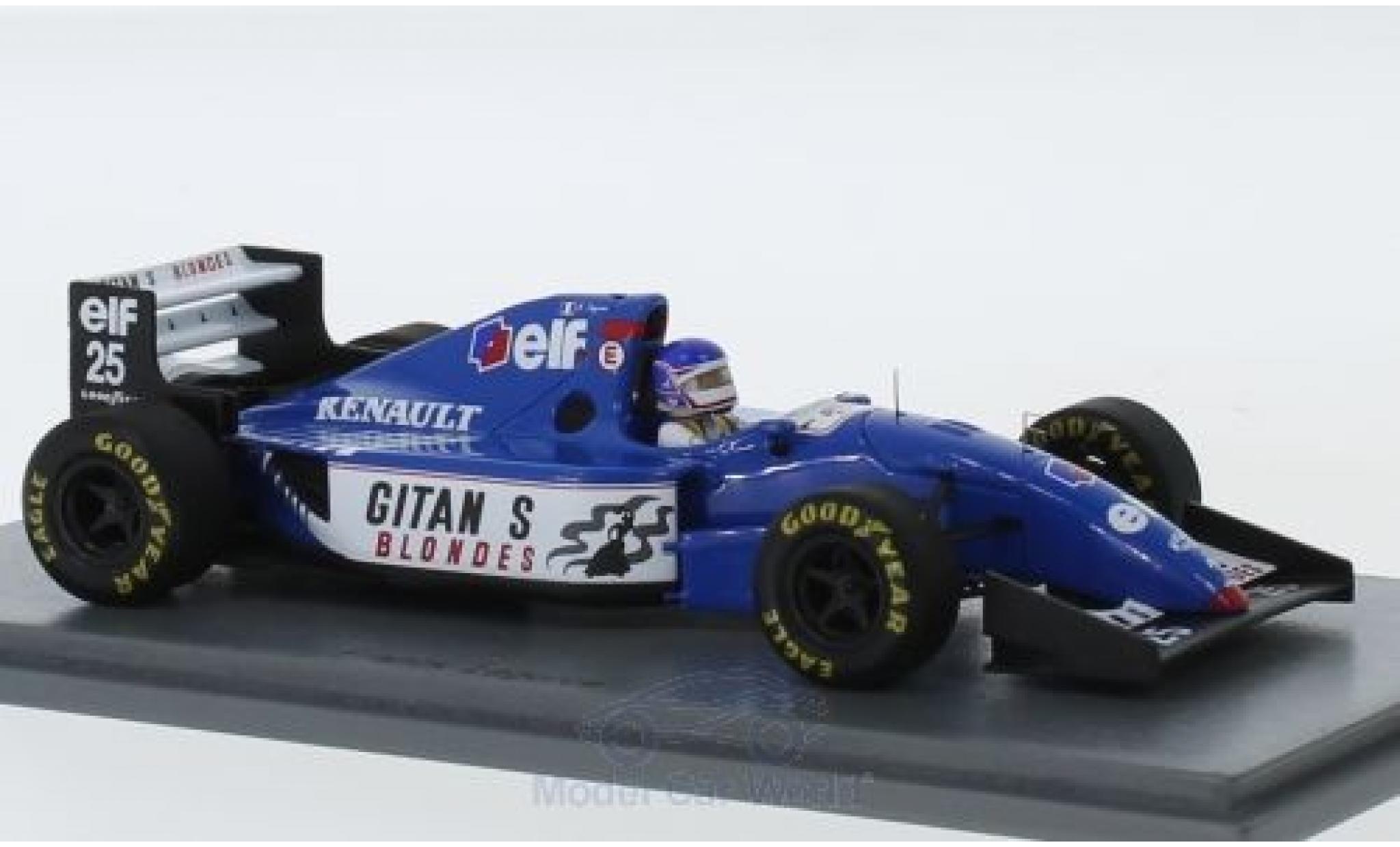 Ligier JS3 1/43 Spark 9B No.25 Gitanes Formel 1 GP Australien 1994 mit Decals F.Lagorce modellino in miniatura