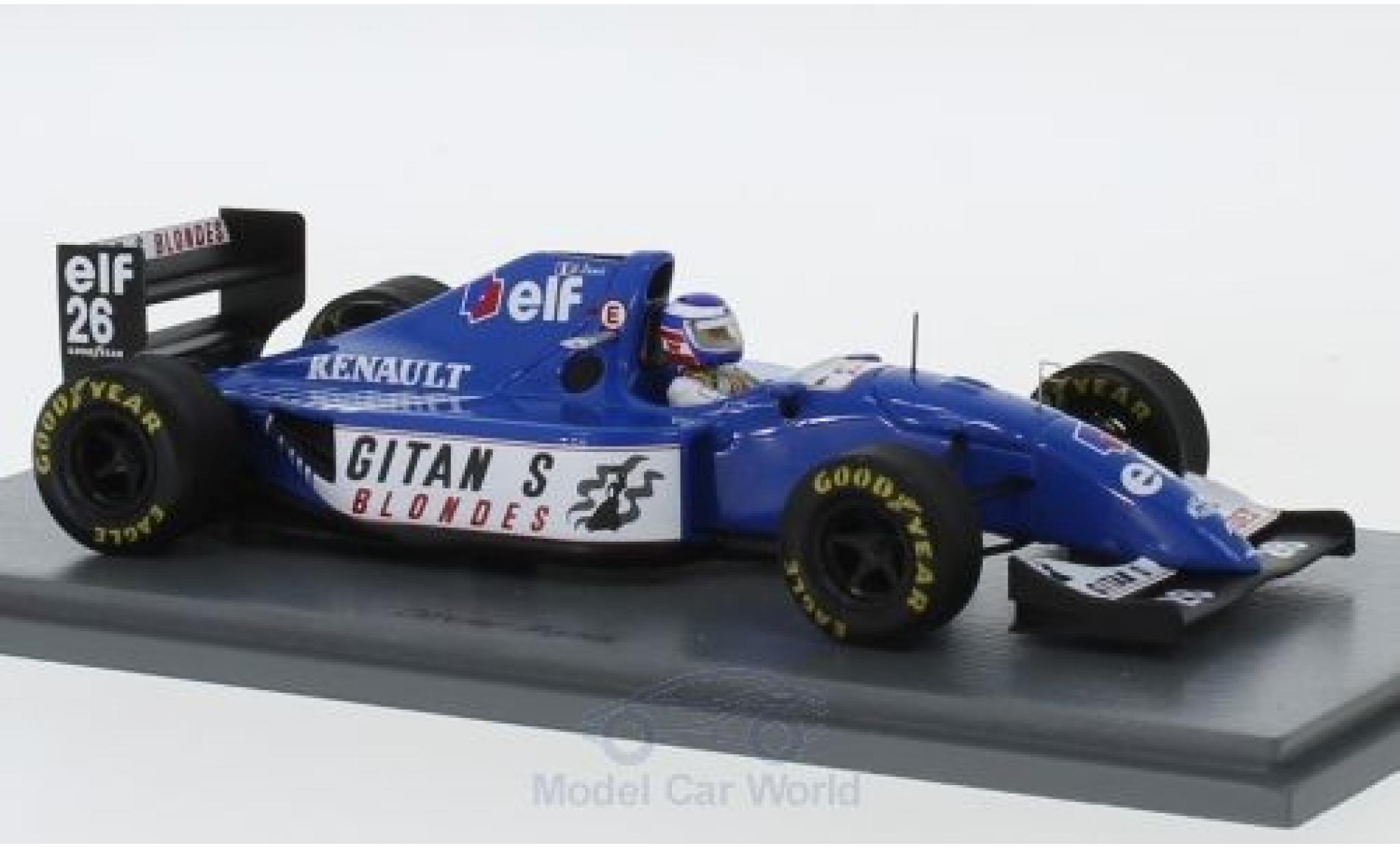 Ligier JS3 1/43 Spark 9B No.26 Gitanes Formel 1 GP Kanada 1994 mit Decals O.Panis modellino in miniatura