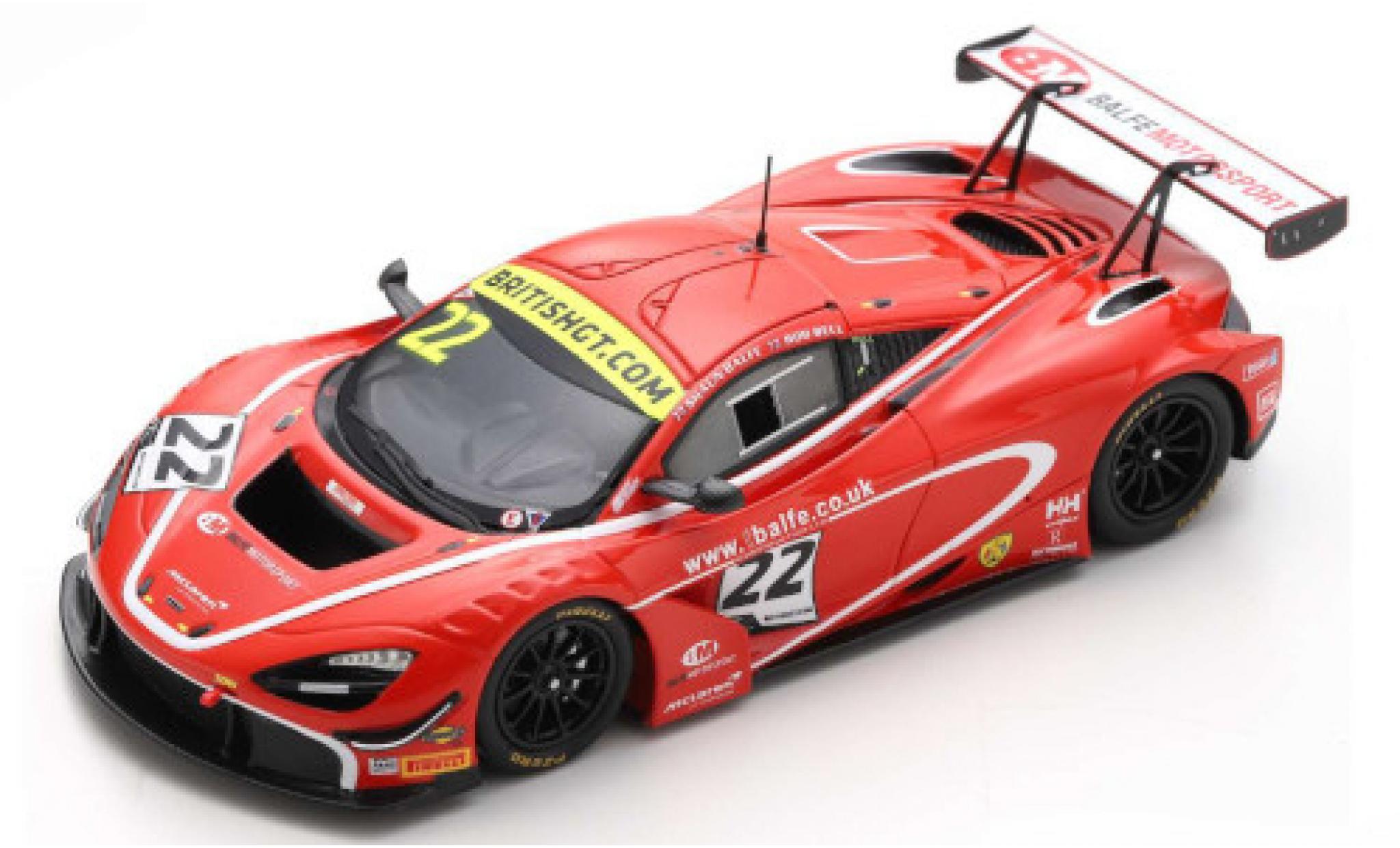 McLaren 720 1/43 Spark S GT3 No.22 Balfe Motorsport British GT Championship 2019 S.Balfe/R.Bell modellino in miniatura