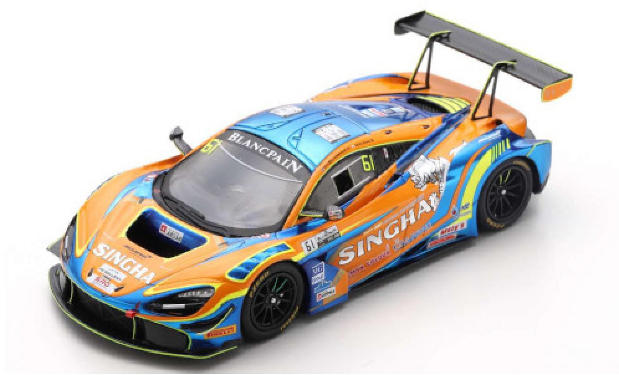 McLaren 720 1/43 Spark S GT3 No.61 ABSSA Motorsport Singha Blancpain GT World Challenge Asia 2019 P.Bhirombhakdi/K.Sawa modellino in miniatura