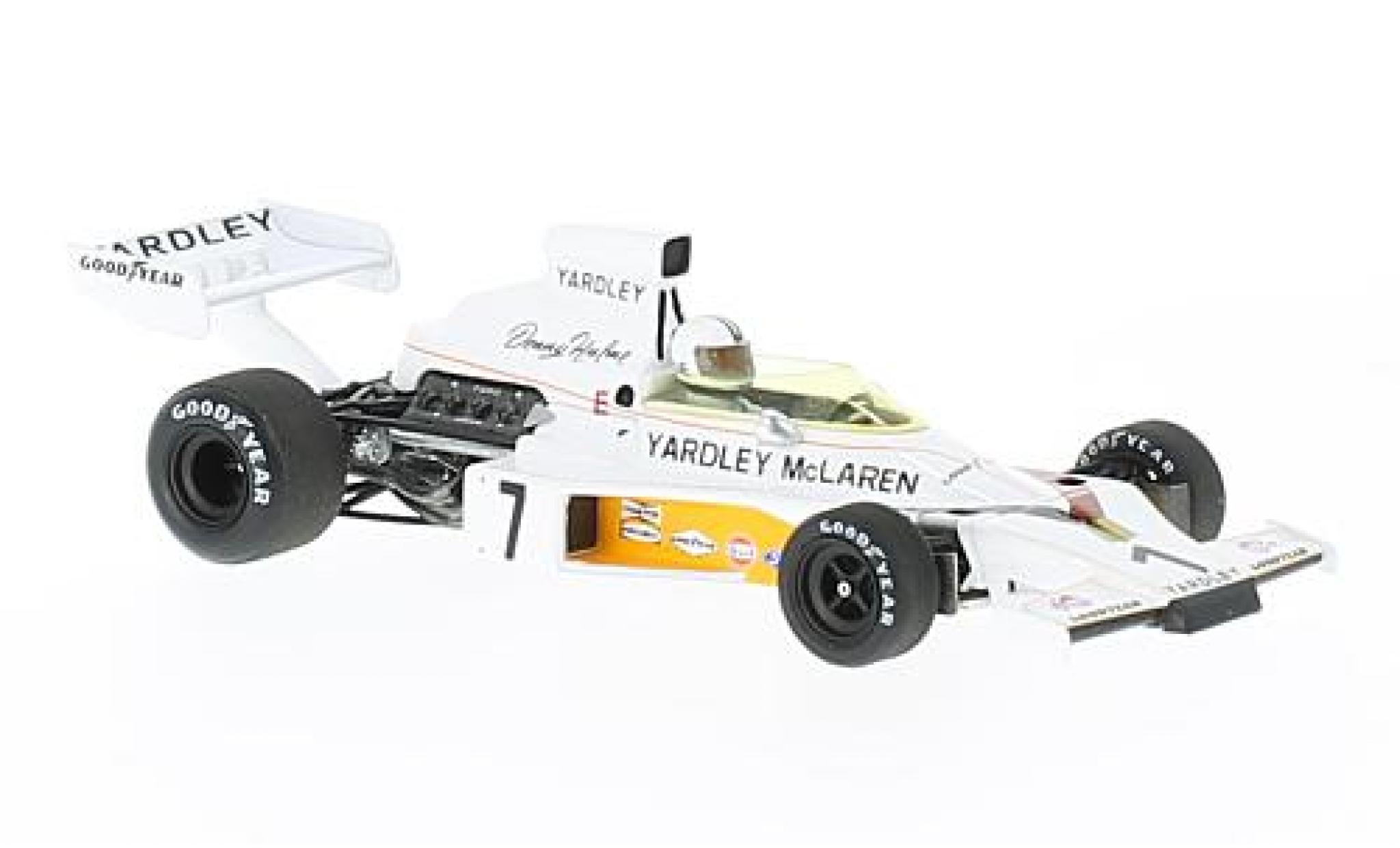 McLaren M23 1/43 Spark No.7 Yardley Formel 1 GP Schweden 1973 D.Hulme modellino in miniatura