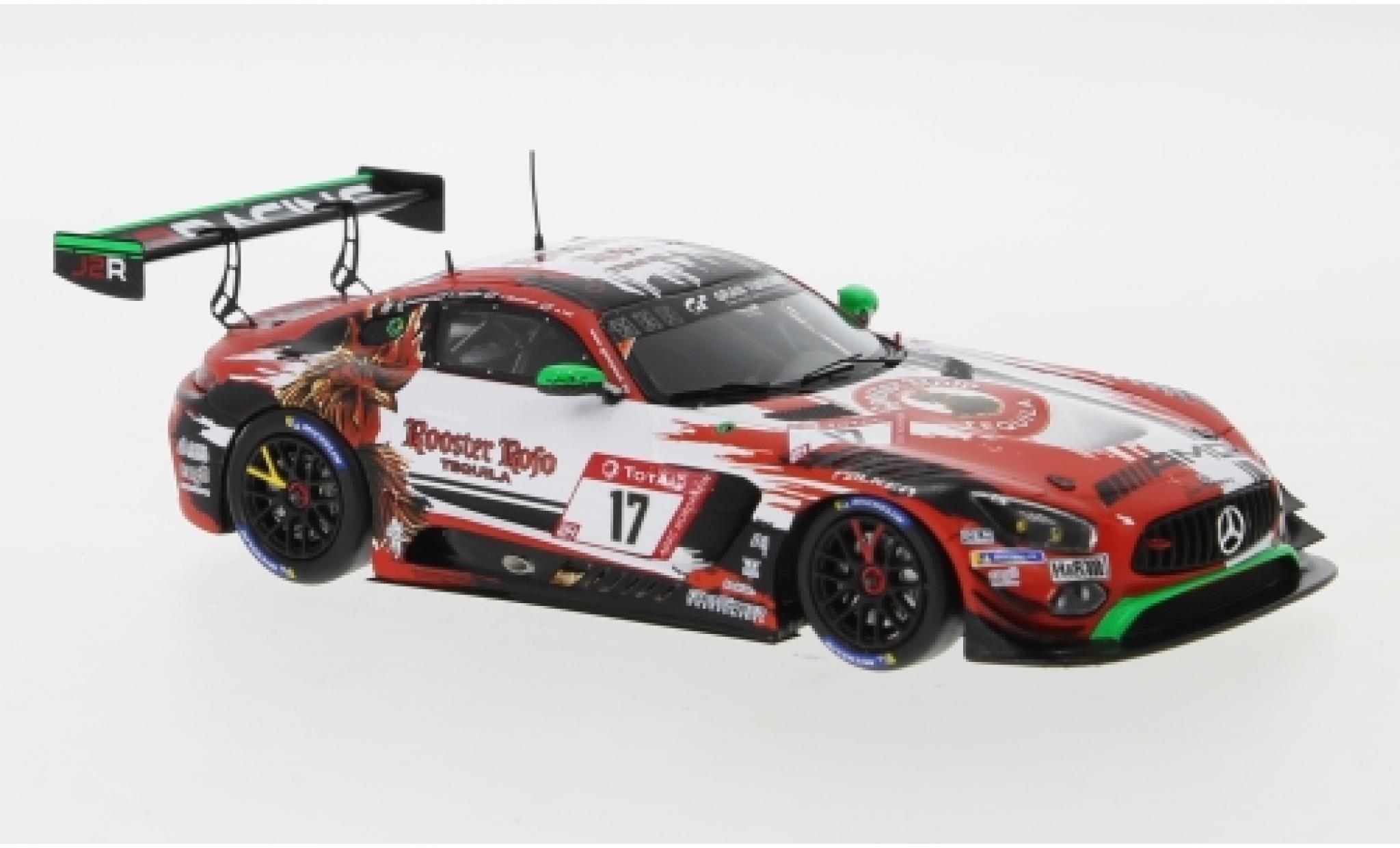 Mercedes AMG GT 1/43 Spark 3 No.17 GetSpeed Performance Rooster Rojo Tequila 24h Nürburgring 2019 J.Shoffner/J.Hill/F.Schiller/M.Palttala modellino in miniatura