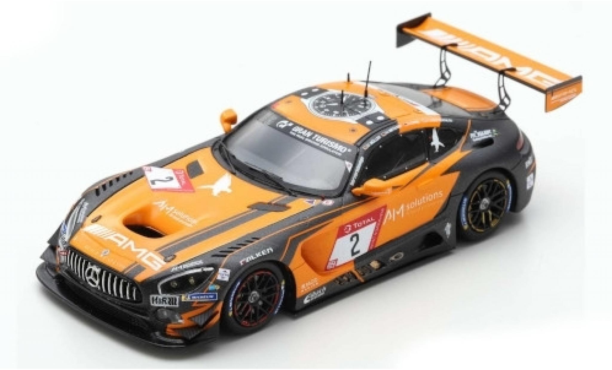 Mercedes AMG GT 1/43 Spark 3 No.2 -AMG Team Black Falcon 24h Nürburgring 2019 A.Christodoulou/M.Engel/M.Metzger/D.Müller modellino in miniatura