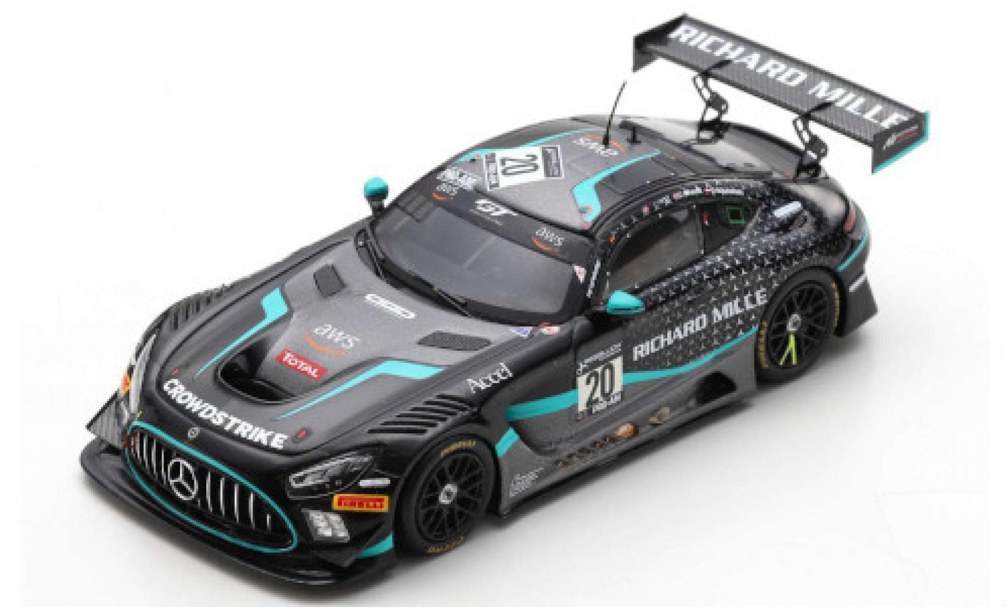 Mercedes AMG GT 1/43 Spark 3 No.20 SPS Automotive Performance Richard Mille 24h Spa 2020 G.Kurtz/V.Pierburg/D.Baumann/C.Braun modellino in miniatura