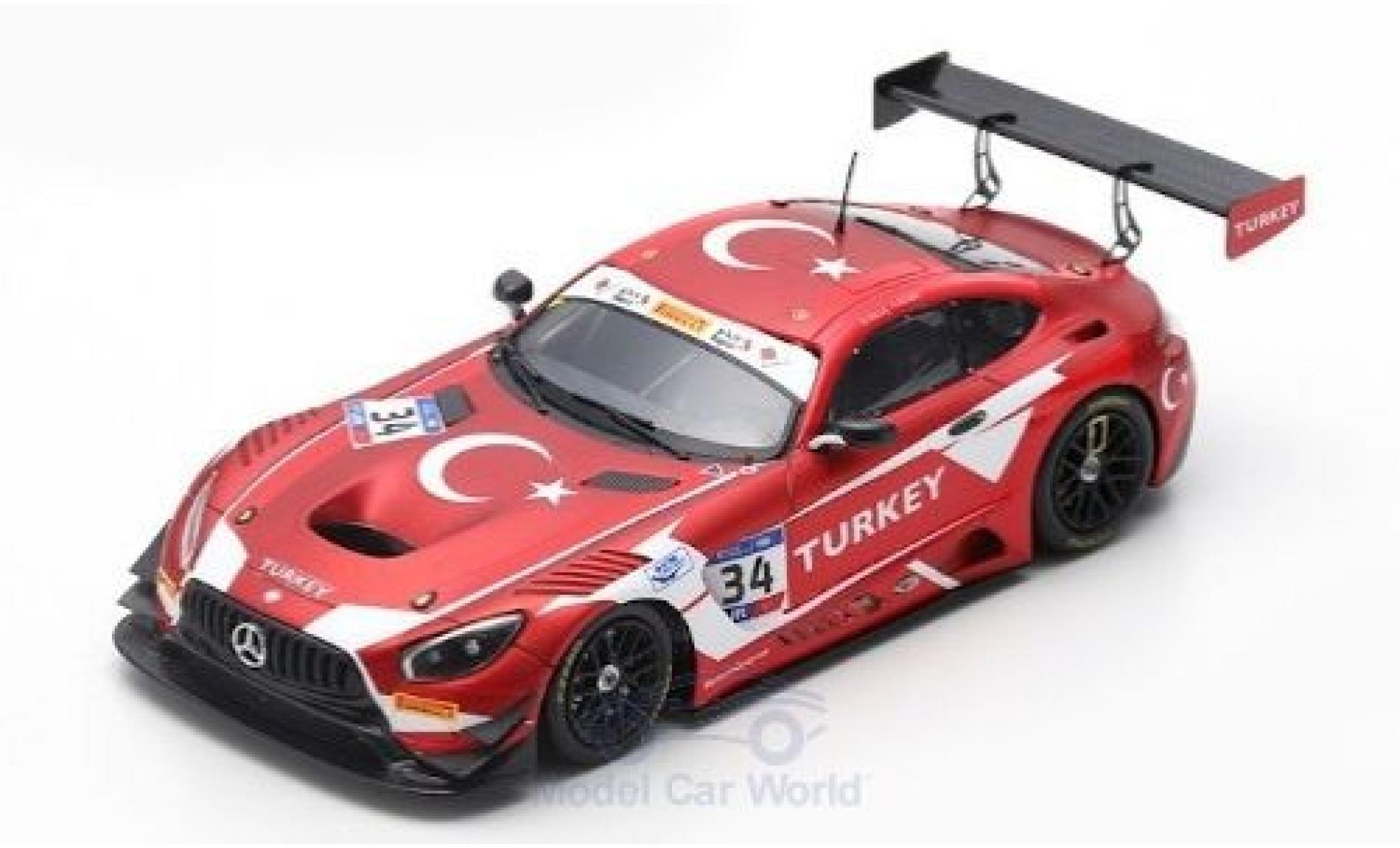 Mercedes AMG GT 1/43 Spark 3 No.34 RAM Racing FIA GT Nations Cup Bahrain 2018 Team Turkey S.Yoluc/A.Güven modellino in miniatura