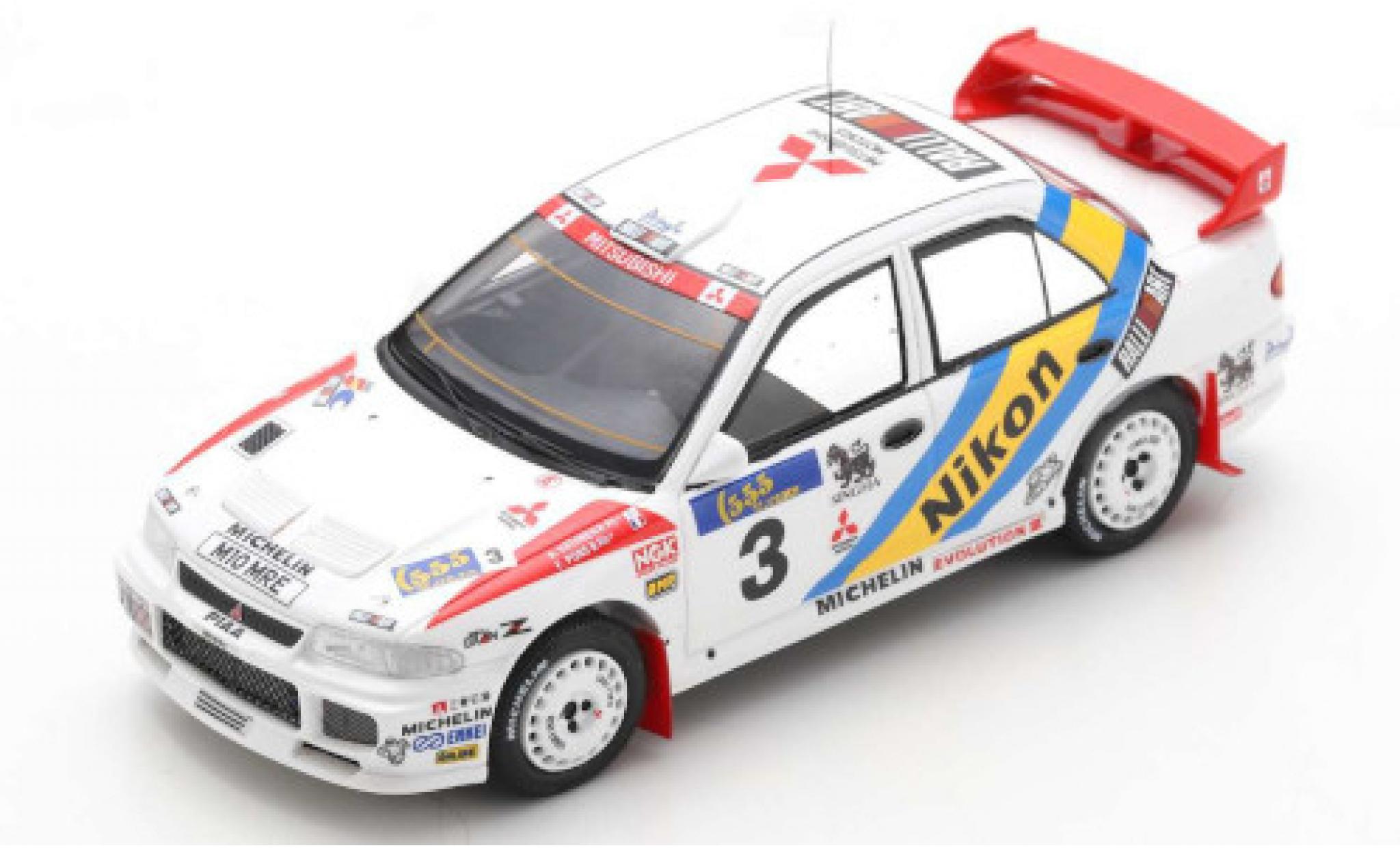 Mitsubishi Lancer 1/43 Spark Evolution III No.3 Marlboro Rallye Hong Kong - Peking 1995 mit Decals A.Vatanen/F.Pons modellino in miniatura