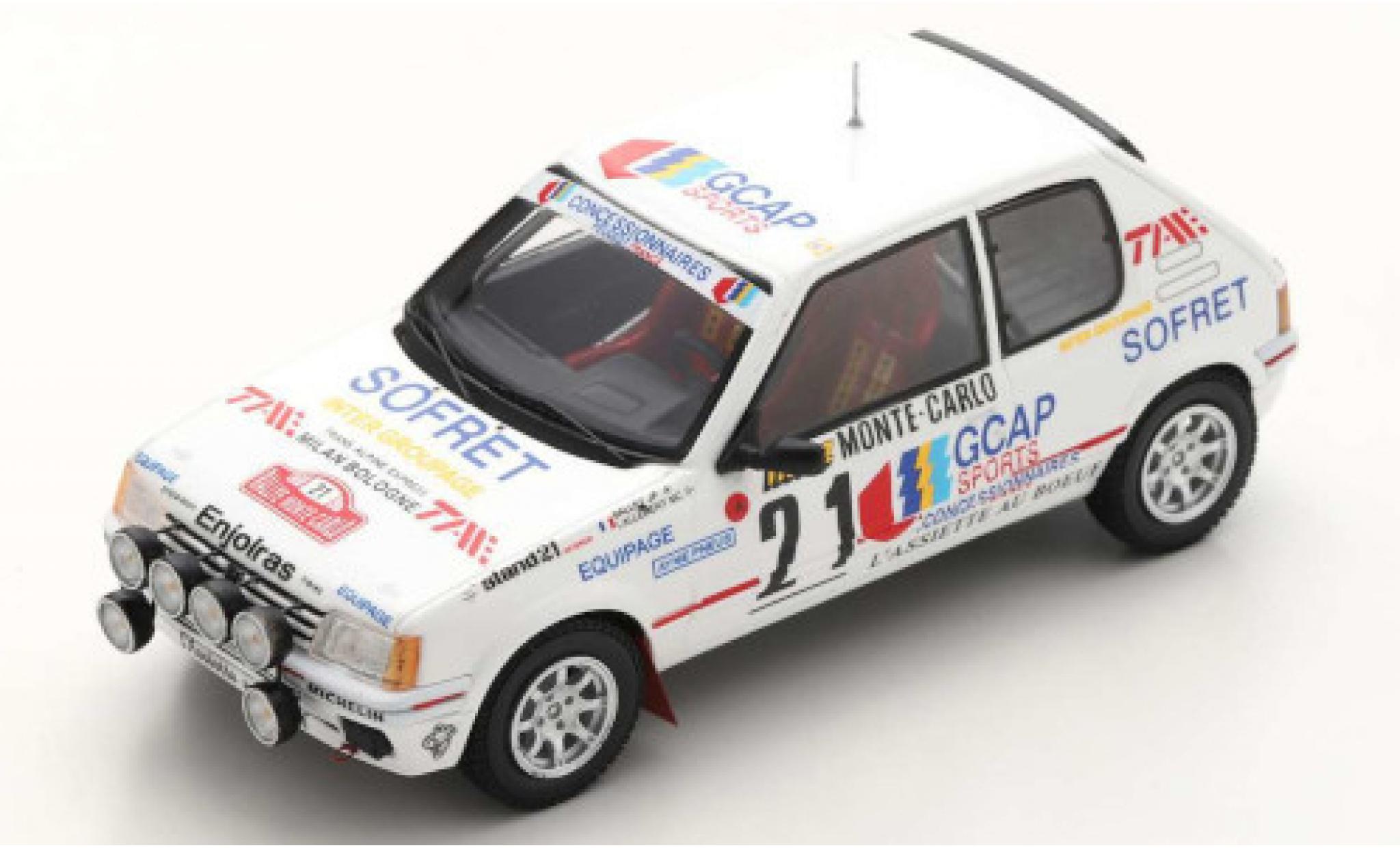 Peugeot 205 1/43 Spark GTI 1.9 No.21 Rallye WM Rallye Monte Carlo 1988 J.-P.Ballet/M.-C.Lallement modellino in miniatura
